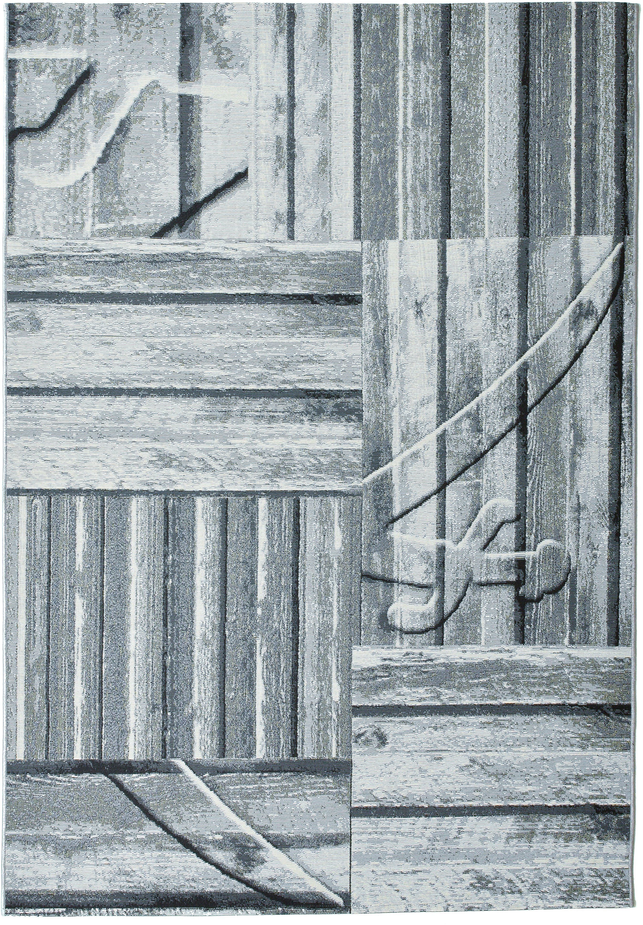 Sansibar Teppich Rantum Beach SA-023, rechteckig, Höhe: 5 mm, Flachgewebe, modernes Design, Motiv Holzdielen, In- & Outdoor geeignet