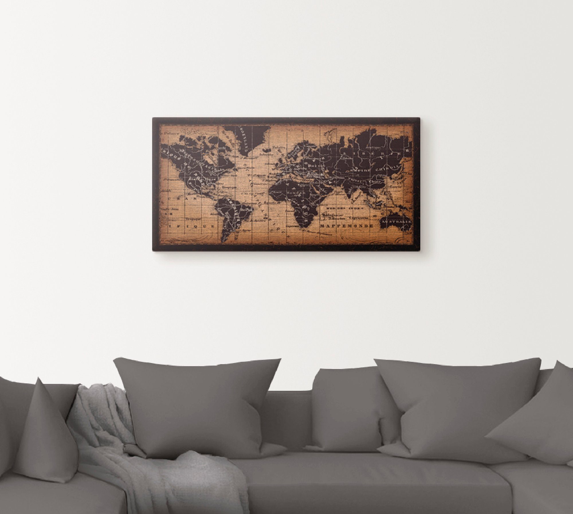 Artland Wandbild Alte Weltkarte, Landkarten (1 St), als Leinwandbild, Poster in verschied. Größen