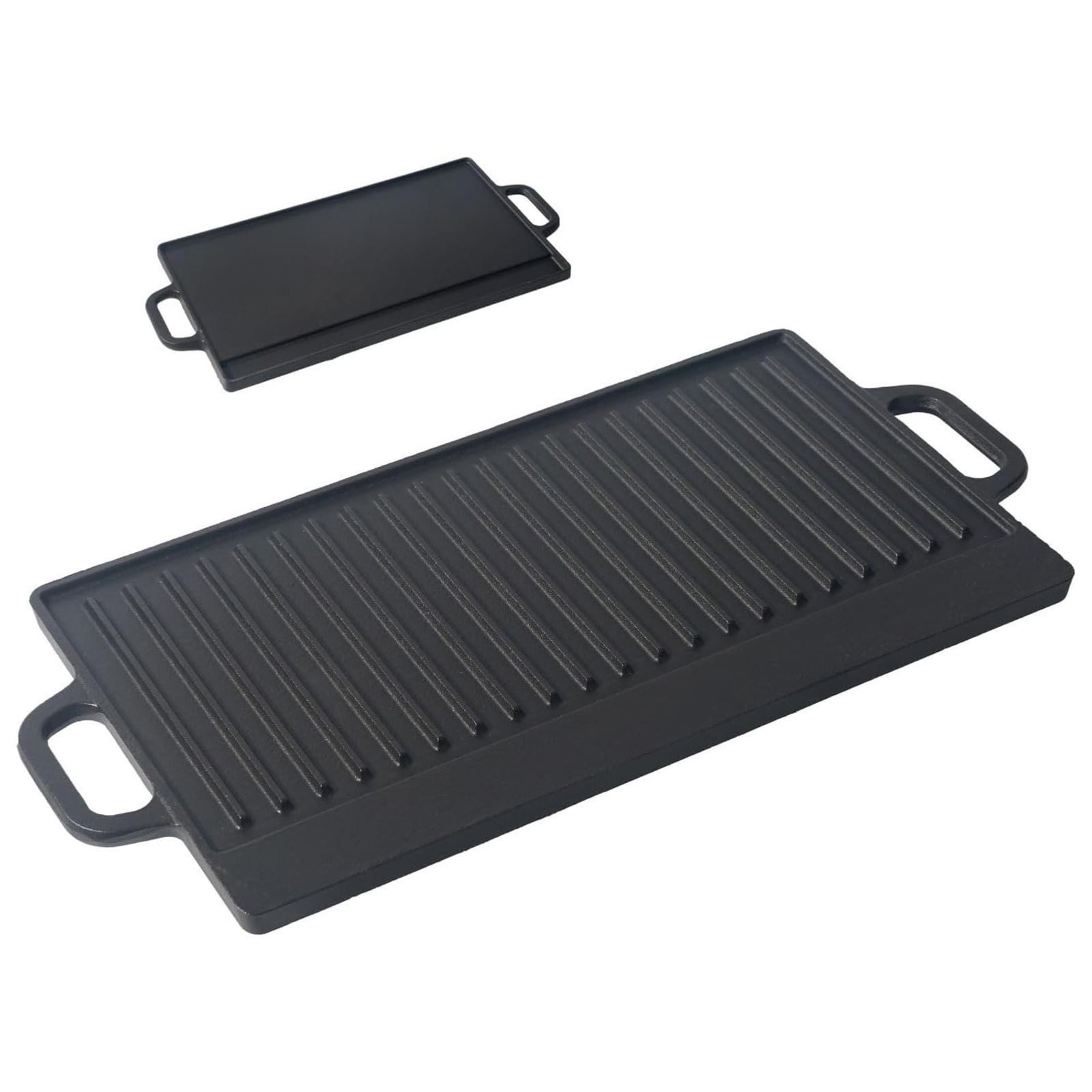 BURI Grillplatte Grillplatte aus Gusseisen 1-2 Stück Wendeplatte Grillpfanne 50x23,5cm