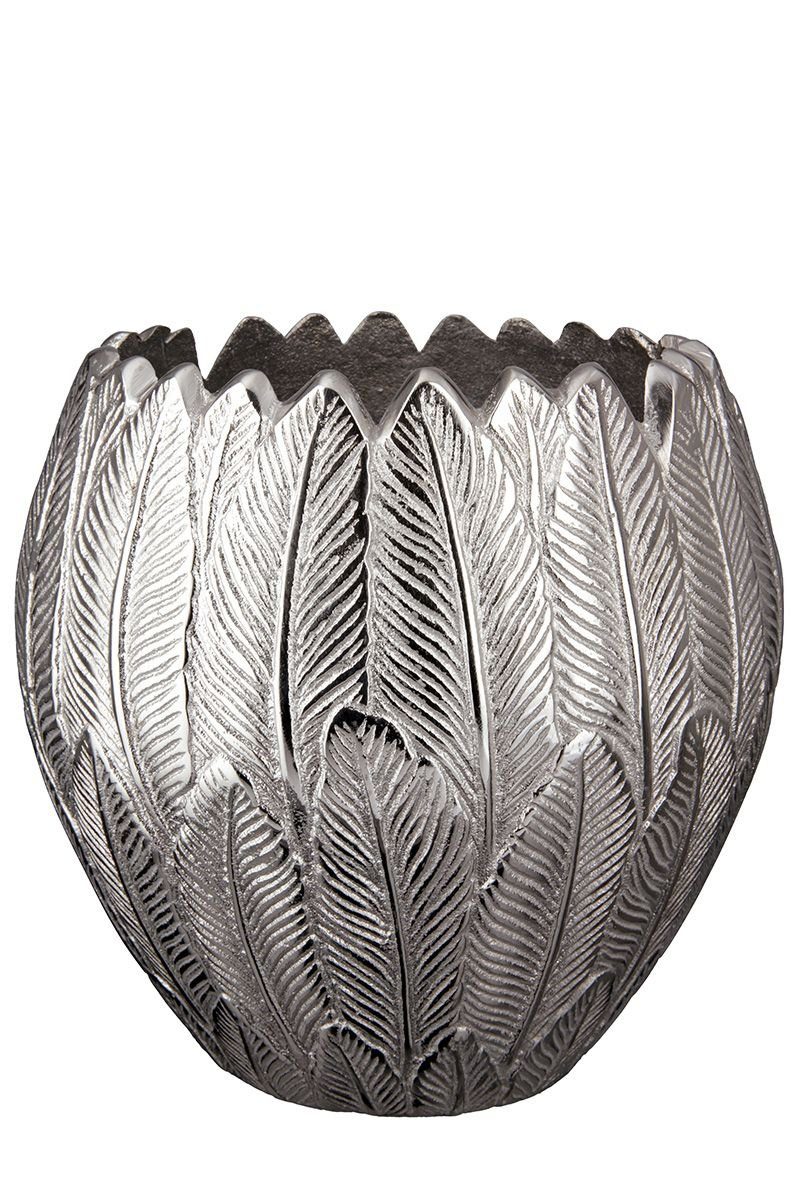 Eine Sammlung Dekoobjekt Feder Silber Vasen GILDE von Trio Handgefertigten Aluminium in