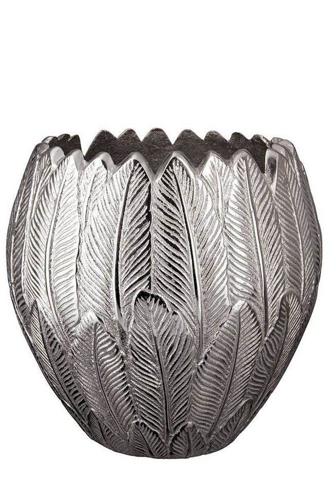 GILDE Dekoobjekt Feder Trio Eine Sammlung von Handgefertigten Aluminium  Vasen in Silber