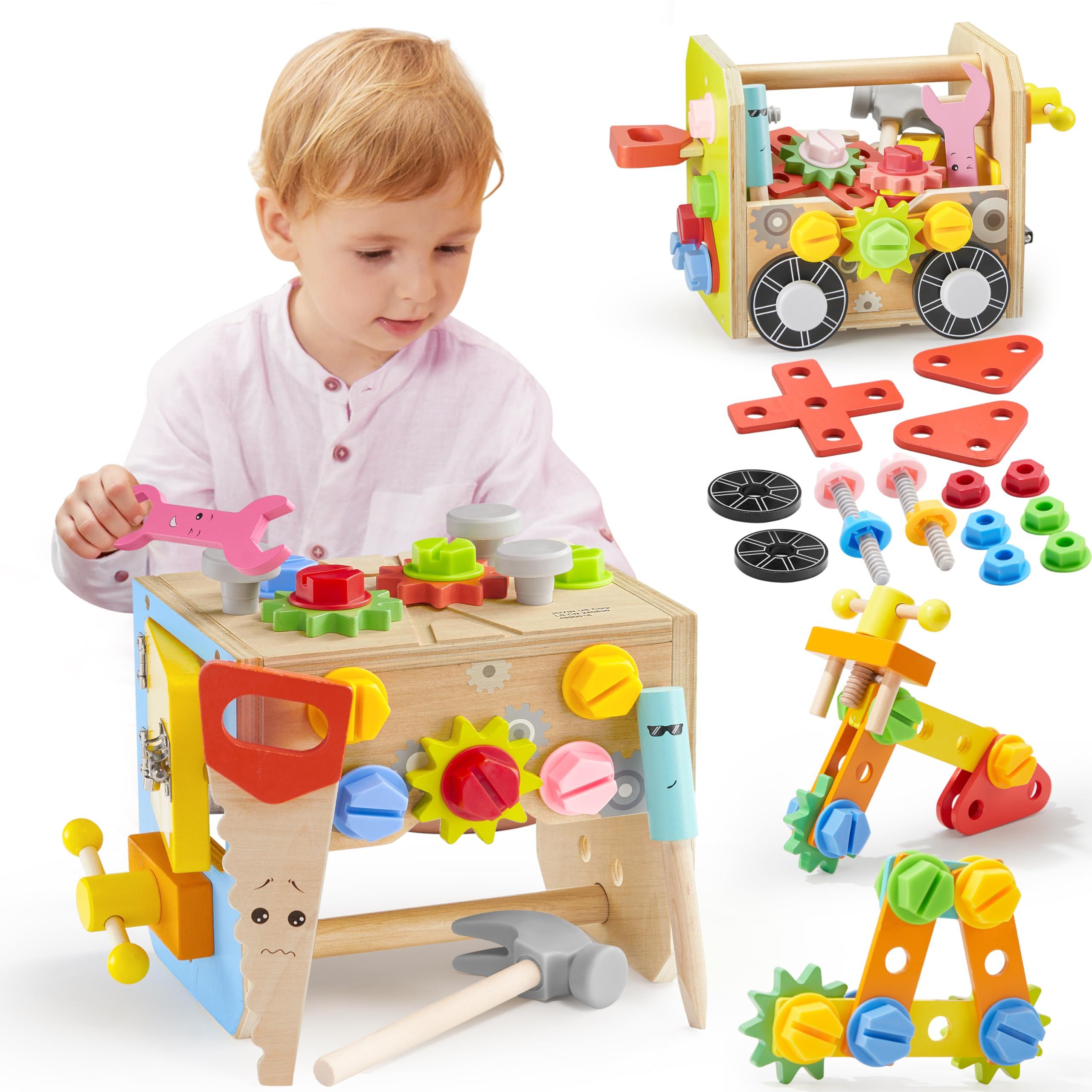 SYNCFUN Kinder-Werkzeug-Set SYNCFUN 51-teiliges Holz-Werkzeugset – Montessori für Kinder ab 3, (51-tlg)
