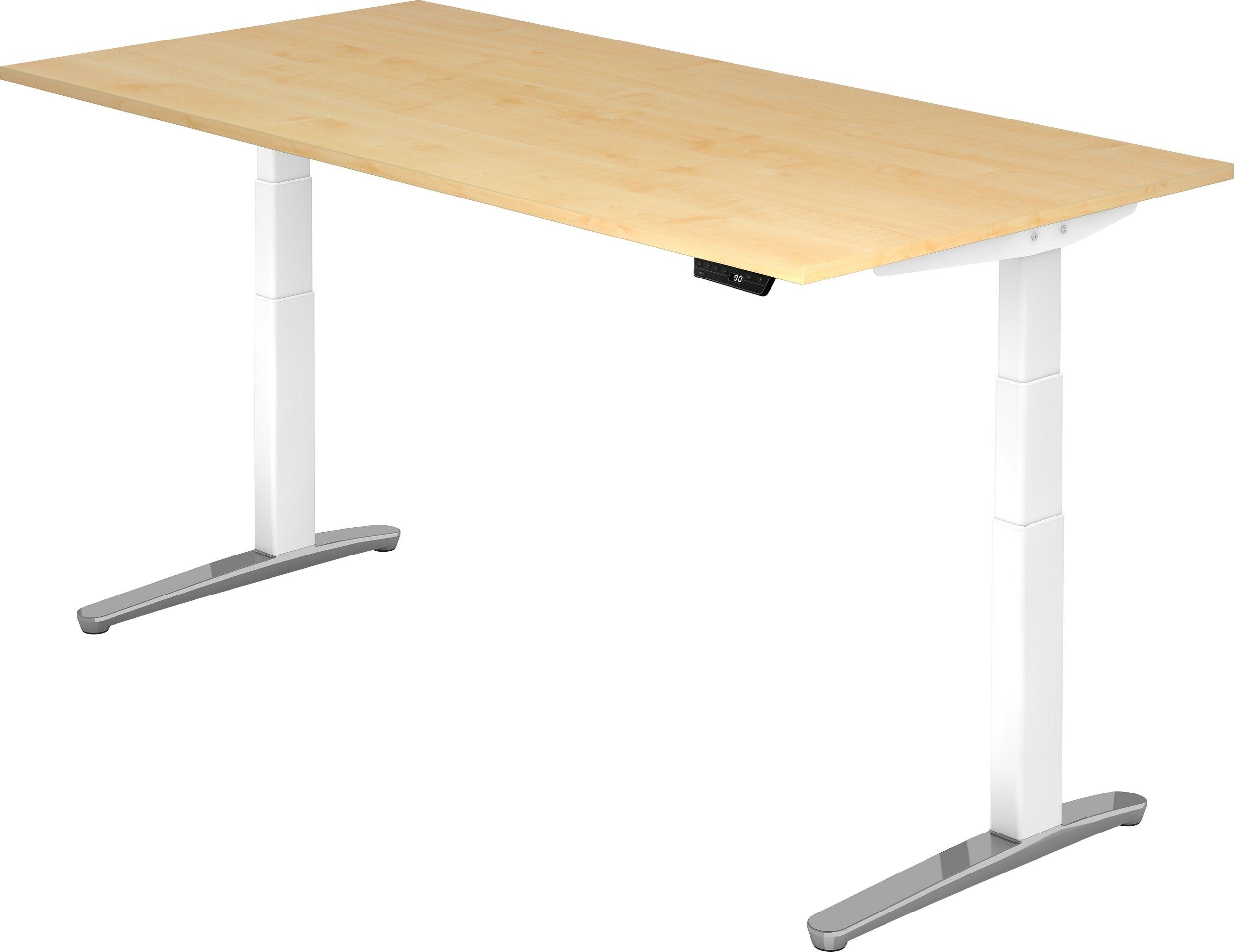 Das beliebteste dieser Woche bümö Schreibtisch Schreibtisch elektrisch XBHM, 200 poliert - x 100 cm Ahorn Dekor: Rechteck: - Weiß/Alu Gestell