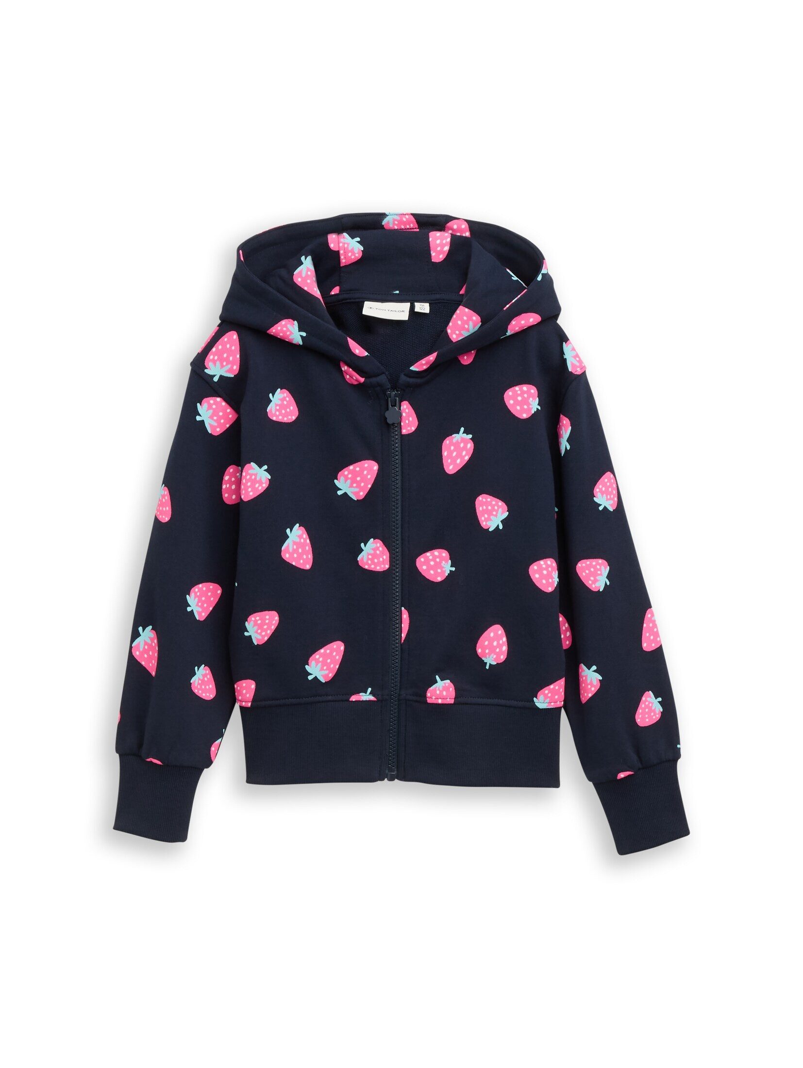 TOM TAILOR Sweatjacke Strick & Sweatshirts Cropped Hoodie Sweatjacke mit Erdbeer-Print