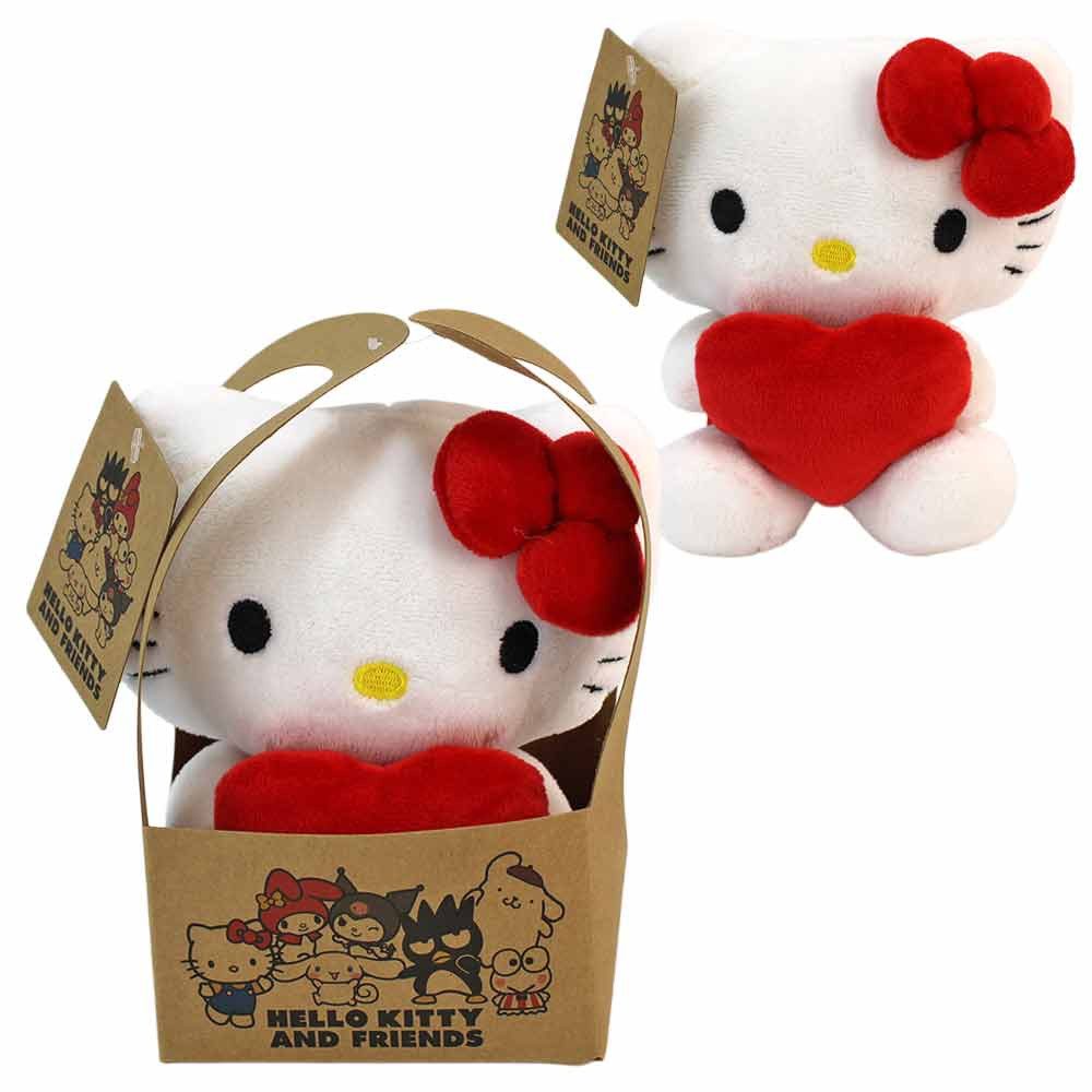 Joy Toy Kuscheltier Hello Kitty mit Herz in Karton Tasche - ca. 14 cm (1-St)