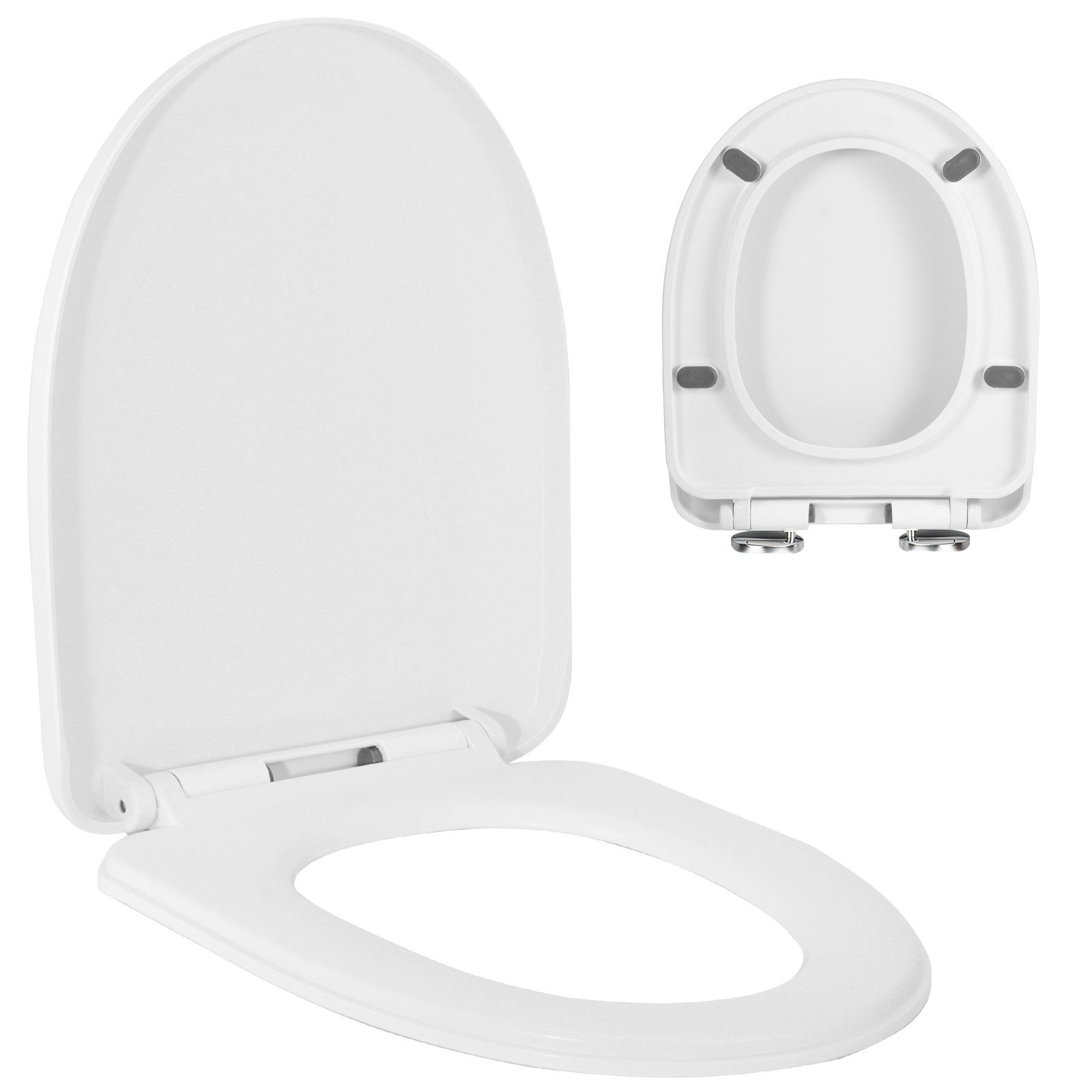 BlingBin WC-Sitz U-Form Toilettendeckel mit sanfter Absenkautomatik & Schnellverschluss (1 Stück, 1-St., 35x43cm), für einfache Reinigung, robust, einfache Montage
