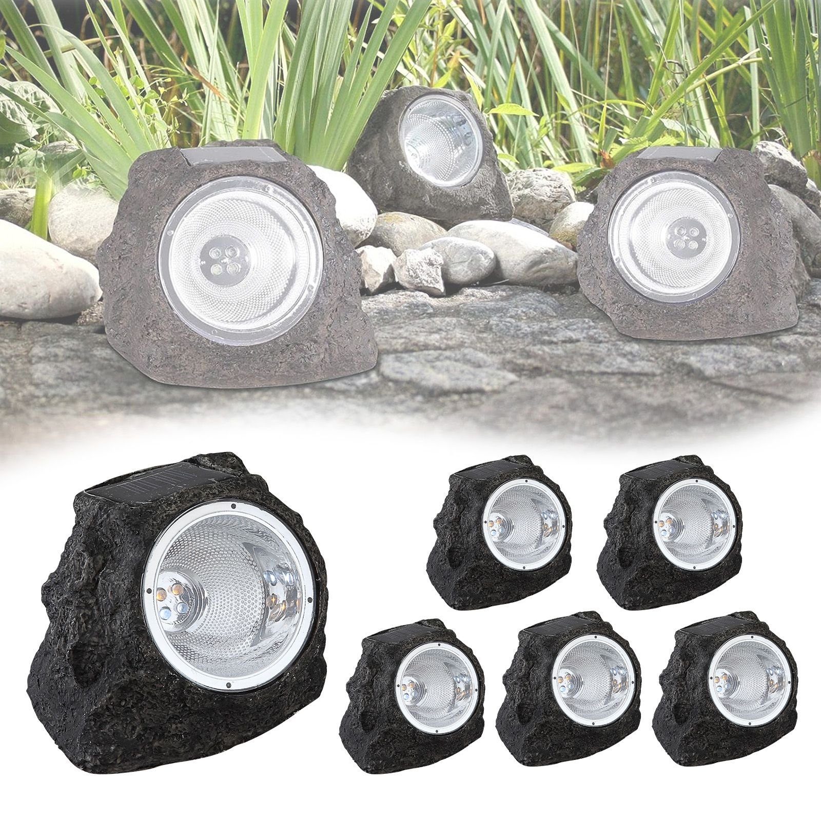 bmf-versand LED Solarleuchte Solarlampe Garten Stein Optik 6er Set Deko Sol günstig online kaufen