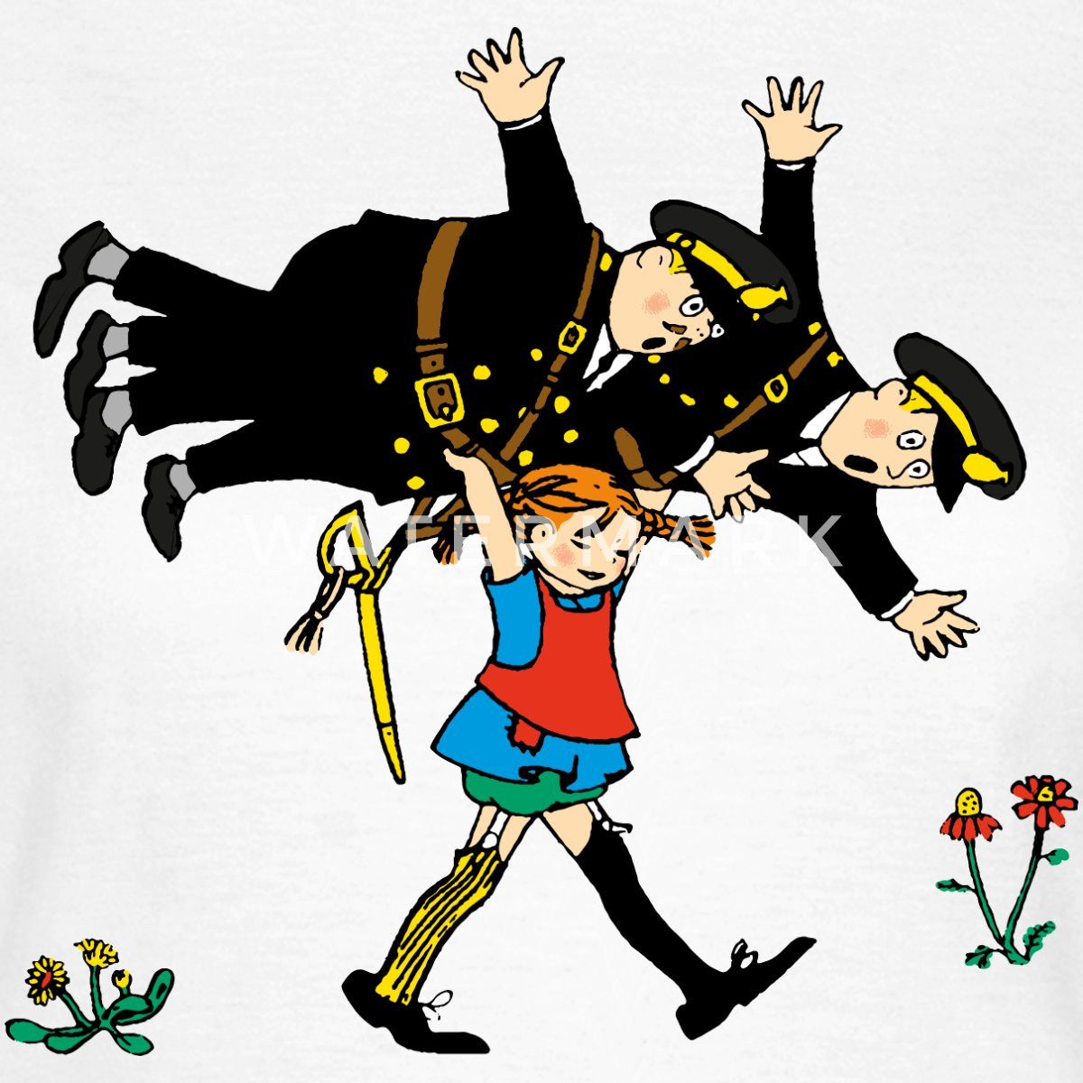 Spreadshirt T-Shirt Pippi Langstrumpf Pippi Und Die Polizei Frauen T-Shirt (1-tlg) Slim Fit, fällt klein aus