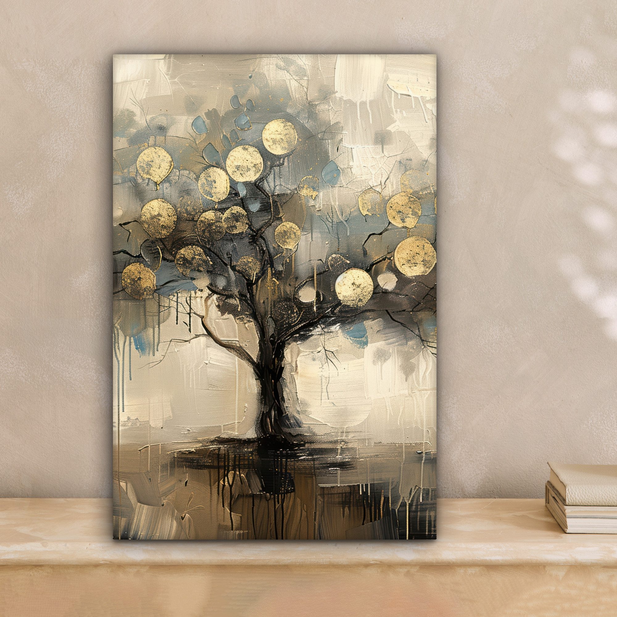 OneMillionCanvasses® Leinwandbild Beige - Abstrakt - Baum - Gold, Fotodruck günstig online kaufen