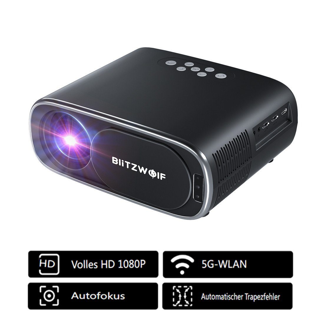 BLiTZWOLF Beamer WIFI (1920 5G px, tragbar) 1000:1, 1080P-Projektor Bluetooth 5.0, 1080 Autofokus, x