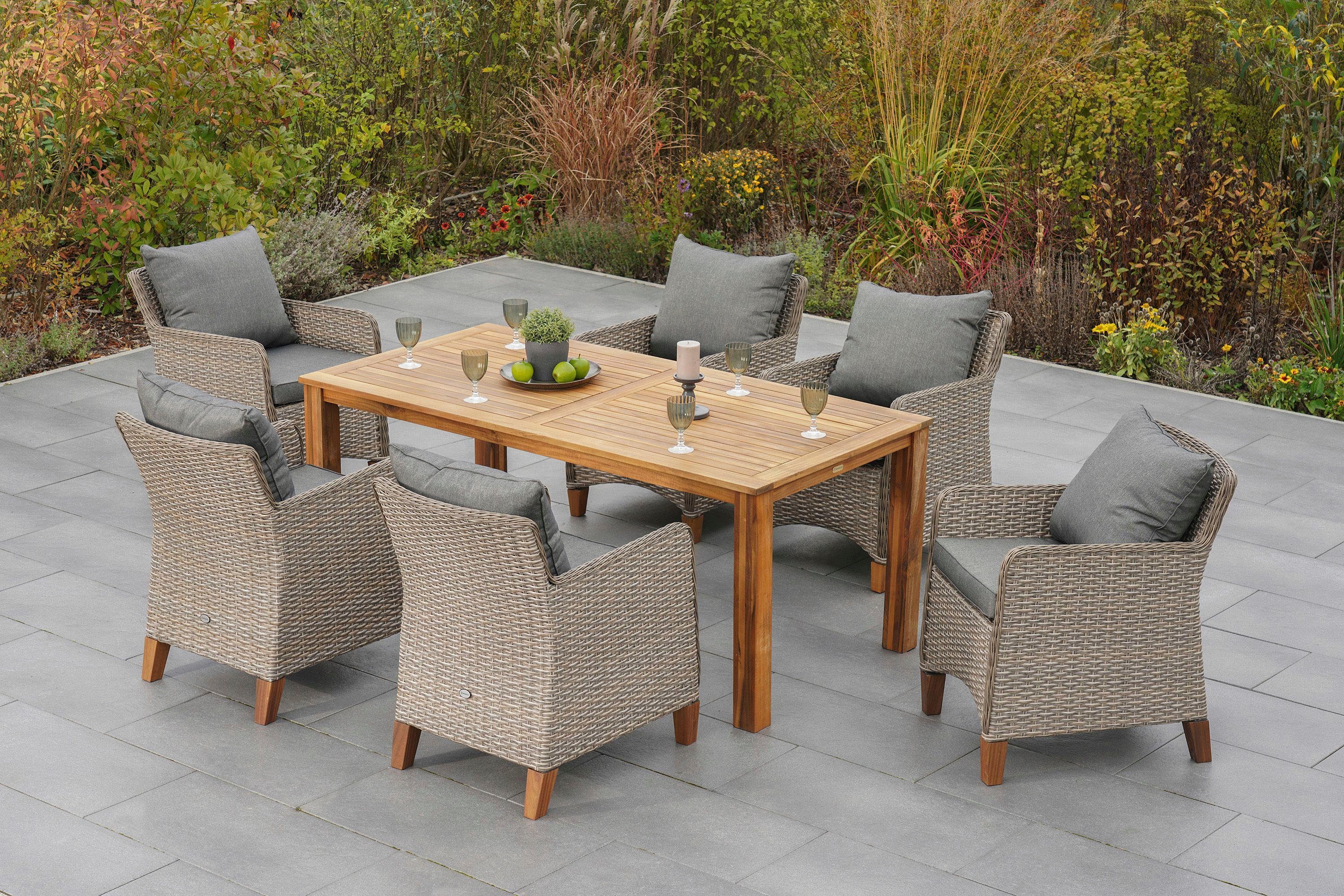 MERXX Garten-Essgruppe Avellino, (7-tlg), inkl. Auflagen