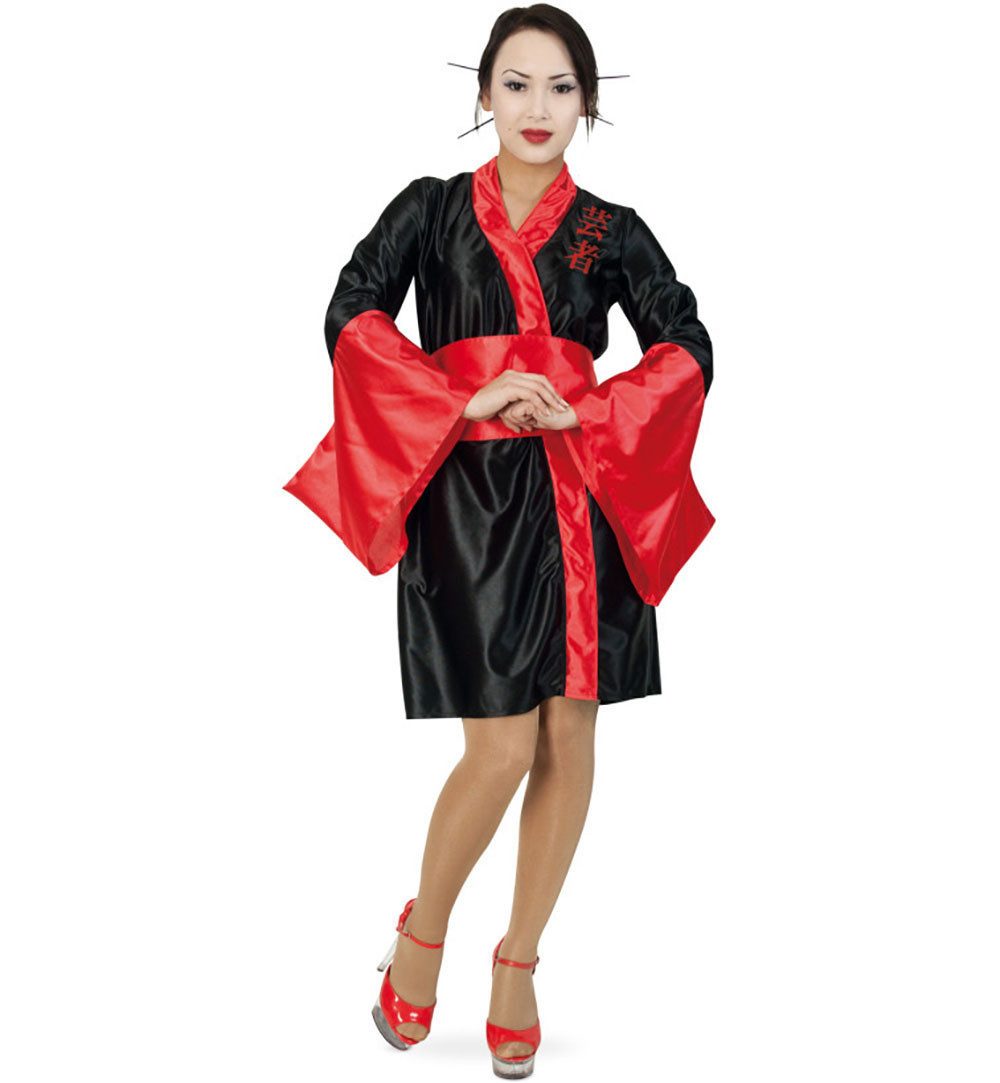 Fries Kostüm Japanerin Kimono Kostüm mit Gürtel Karneval Fasching Party
