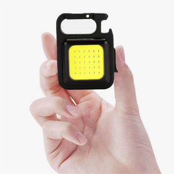 Olotos Taschenlampe Mini Taschenlampe Schlüsselanhänger Led Licht Lampe USB C Aufladbar (1-St), mit 4 Modi tragbare mit Klapphalterung, Flaschenöffner und Magnetfuß