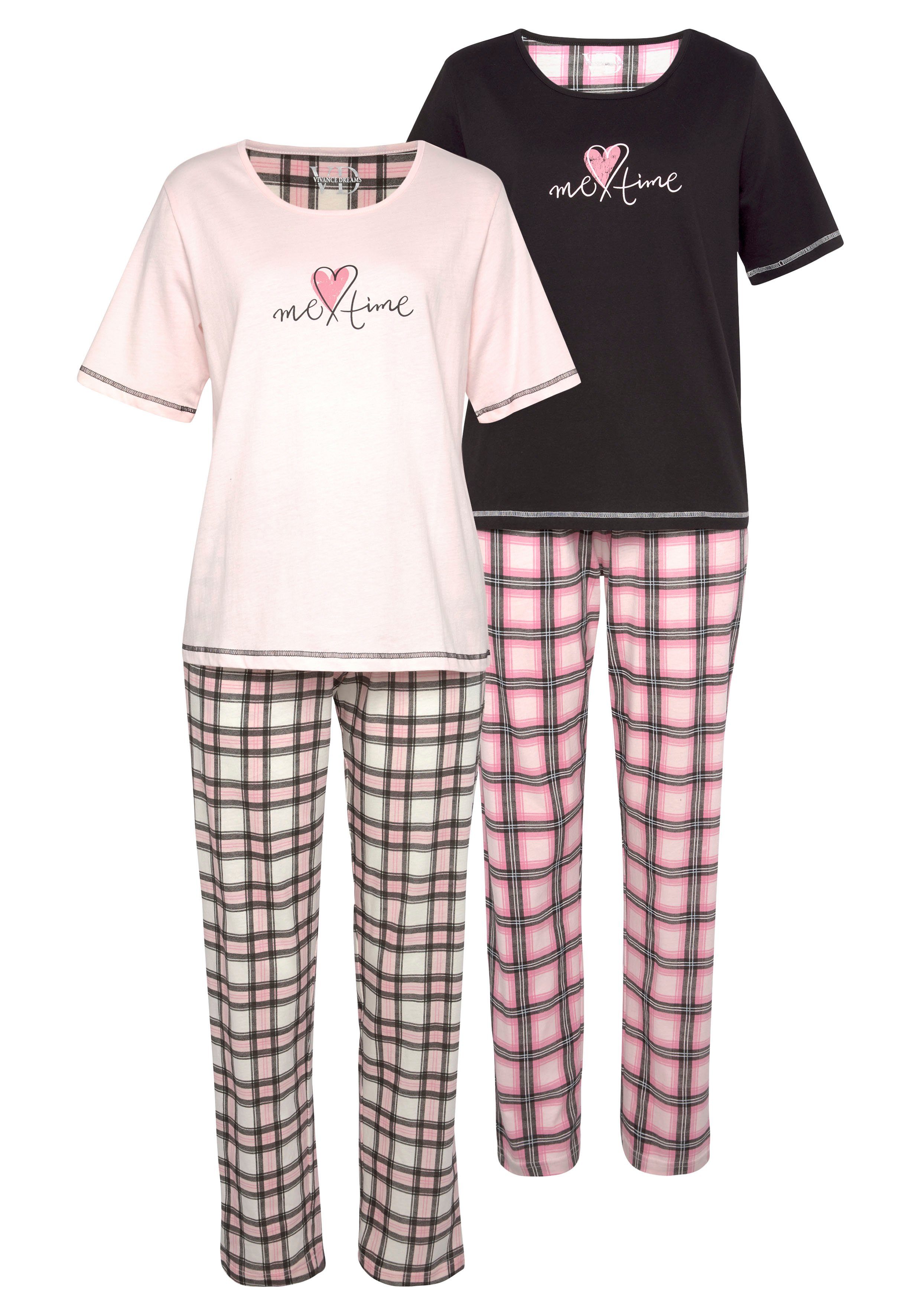 Vivance Dreams Pyjama (Packung, 4 tlg., 2 Stück) im Doppelpack mit Karomust günstig online kaufen