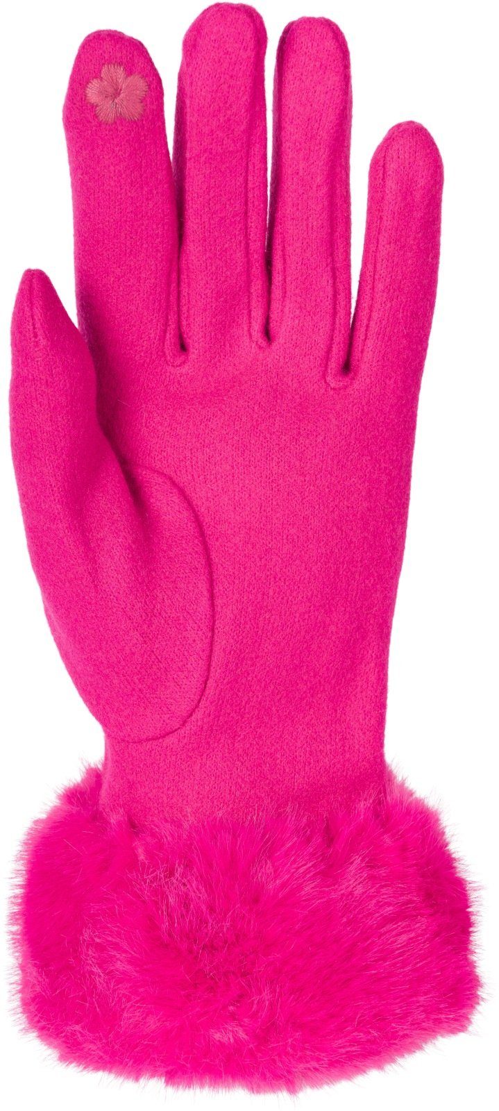 styleBREAKER Fleecehandschuhe Unifarbene Touchscreen Handschuhe mit Kunstfell Pink