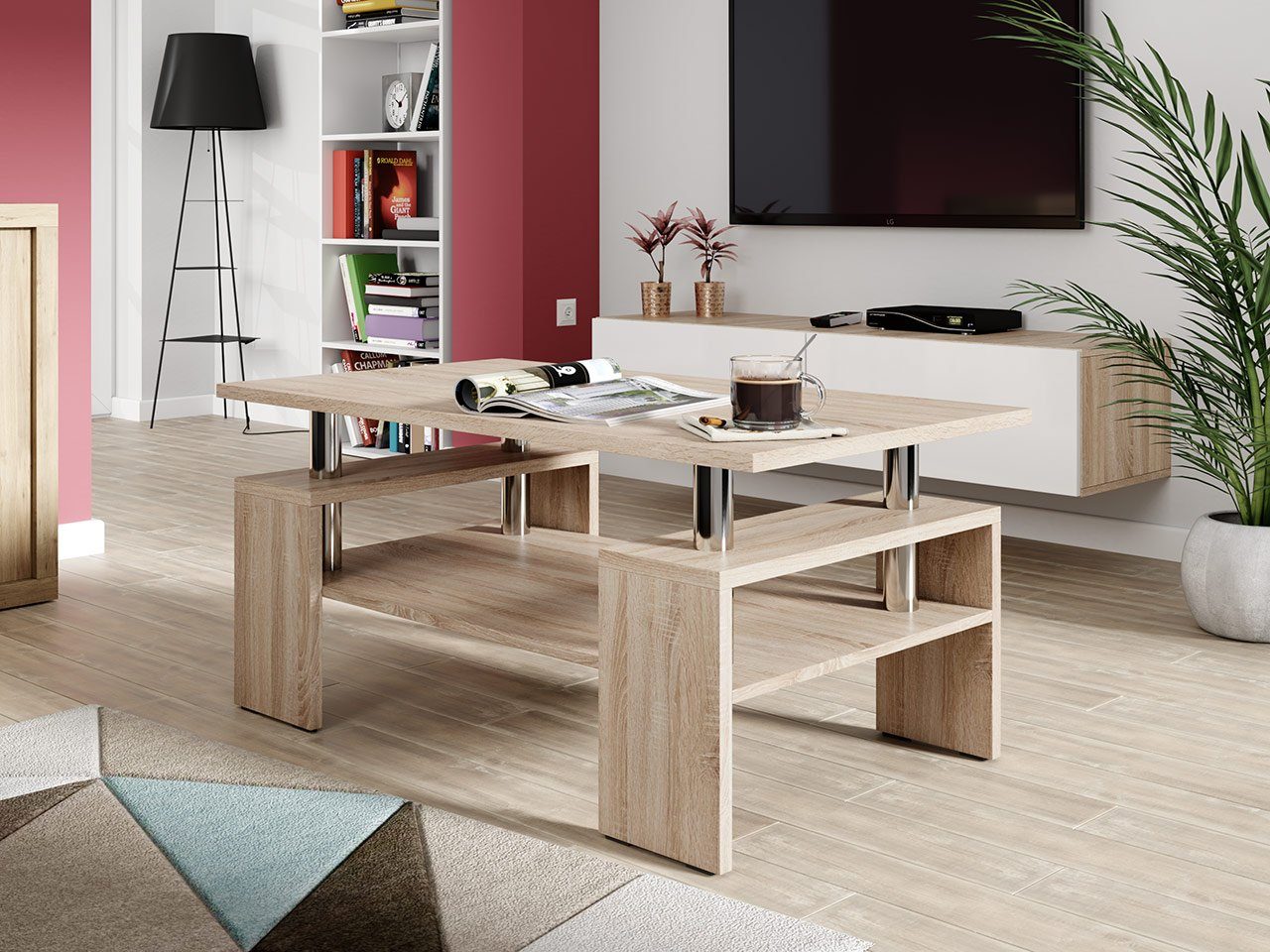 MIRJAN24 Couchtisch Eiche Elegante Sofatisch Sonoma fürs Sofatisch Wohnzimmer, Cube