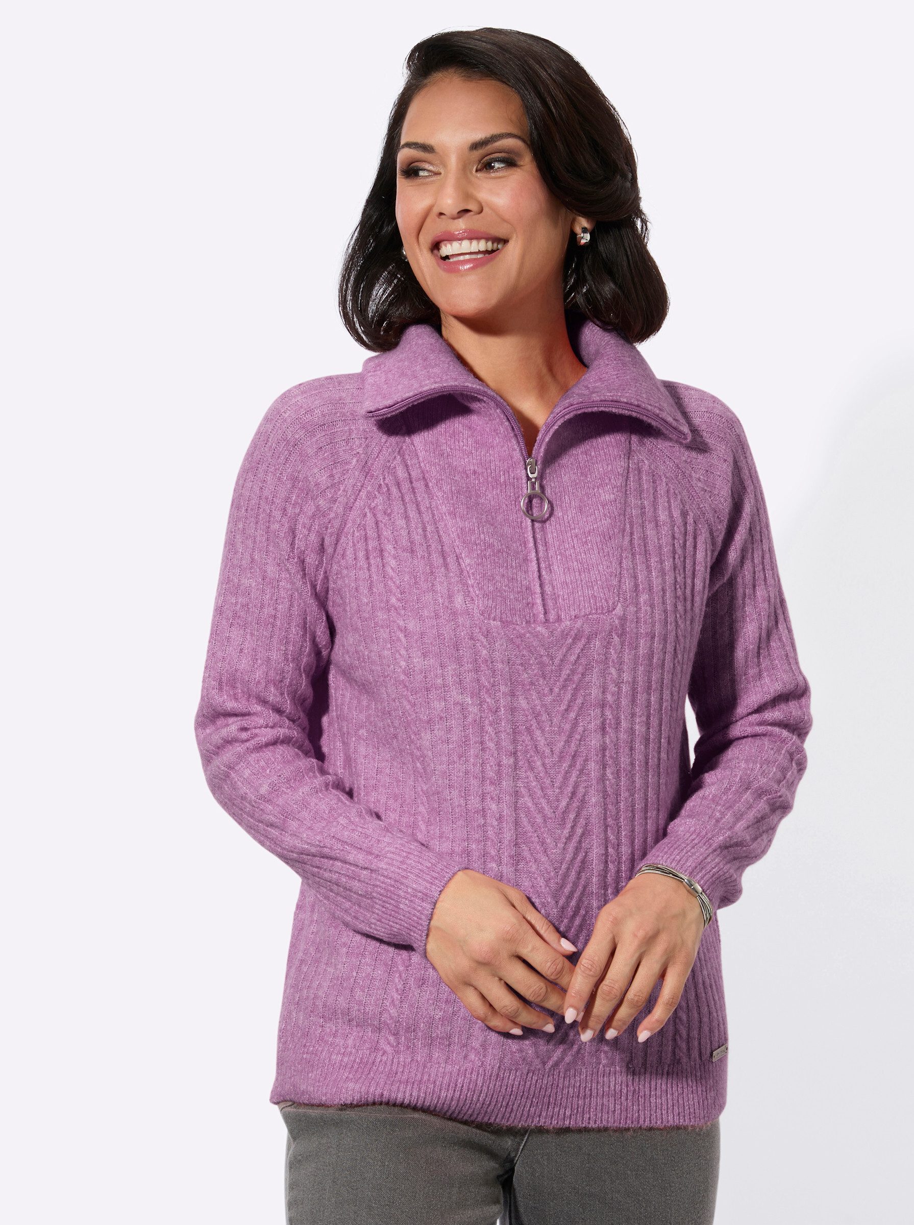 Witt Strickpullover Troyer Langarm Ripp