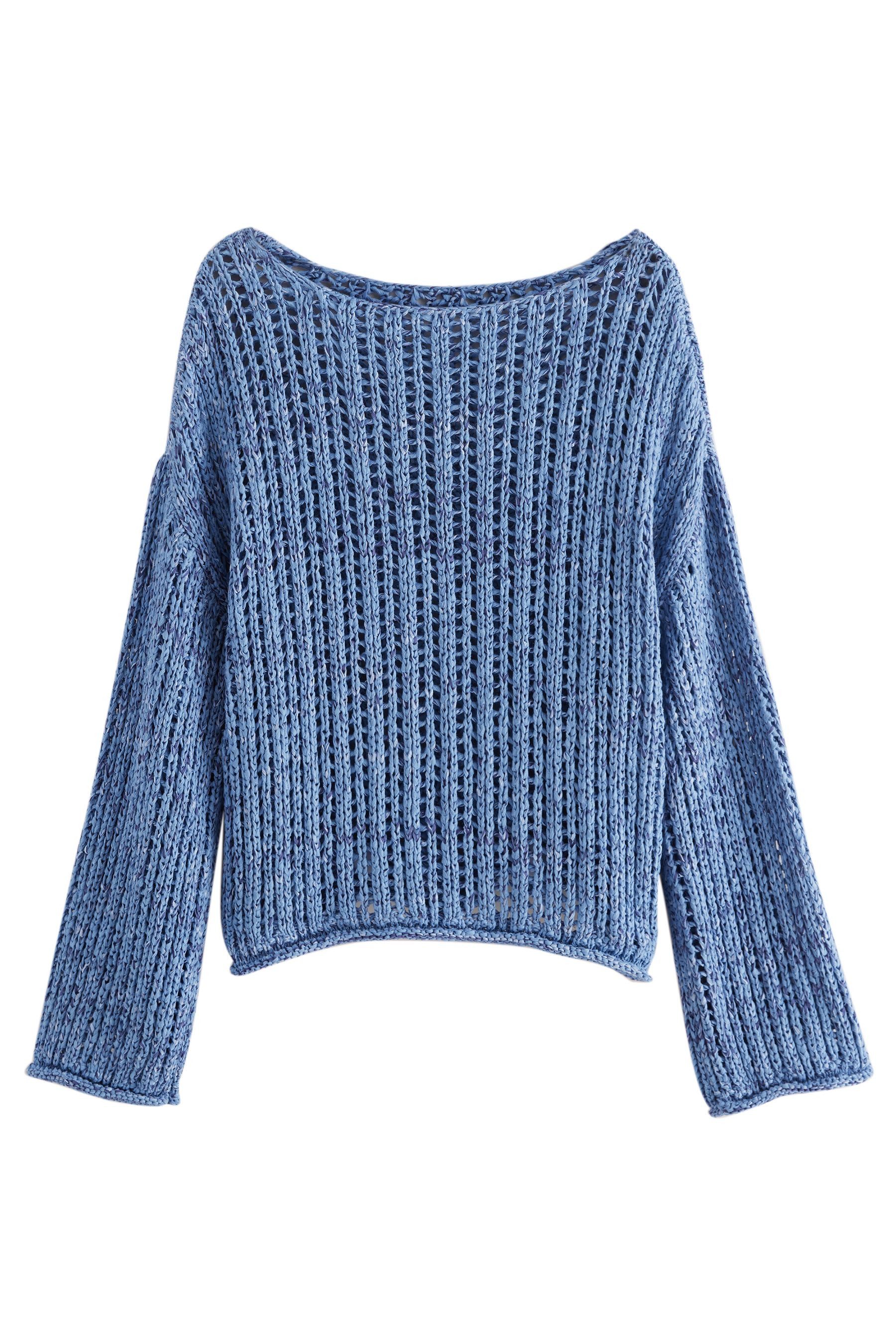 Strickpullover Schulterfreier Pullover mit ausgestellten Ärmeln
