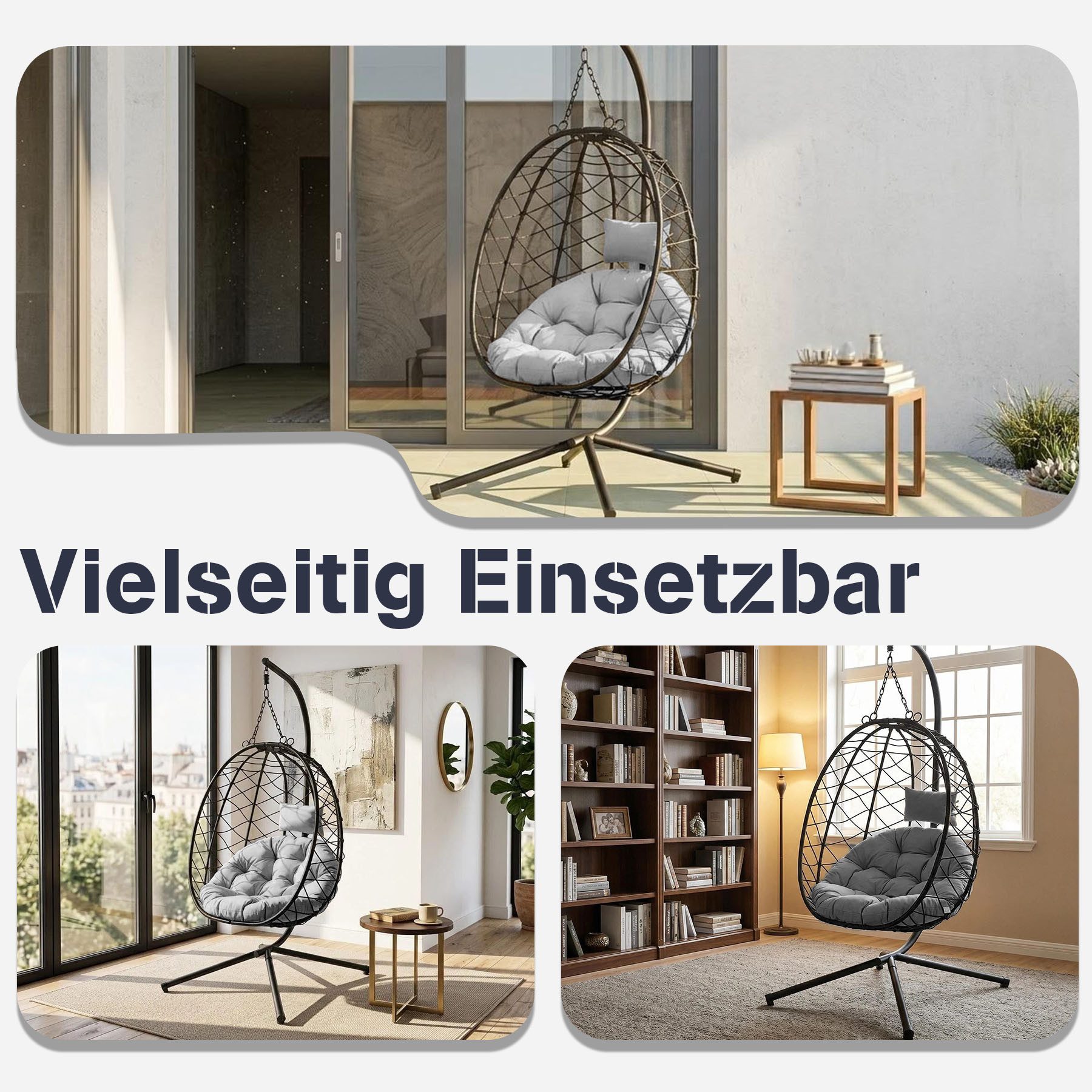 HomeMiYN Hängesessel Hängesessel Relax mit Komfortpolsterung für Garten & Balkon