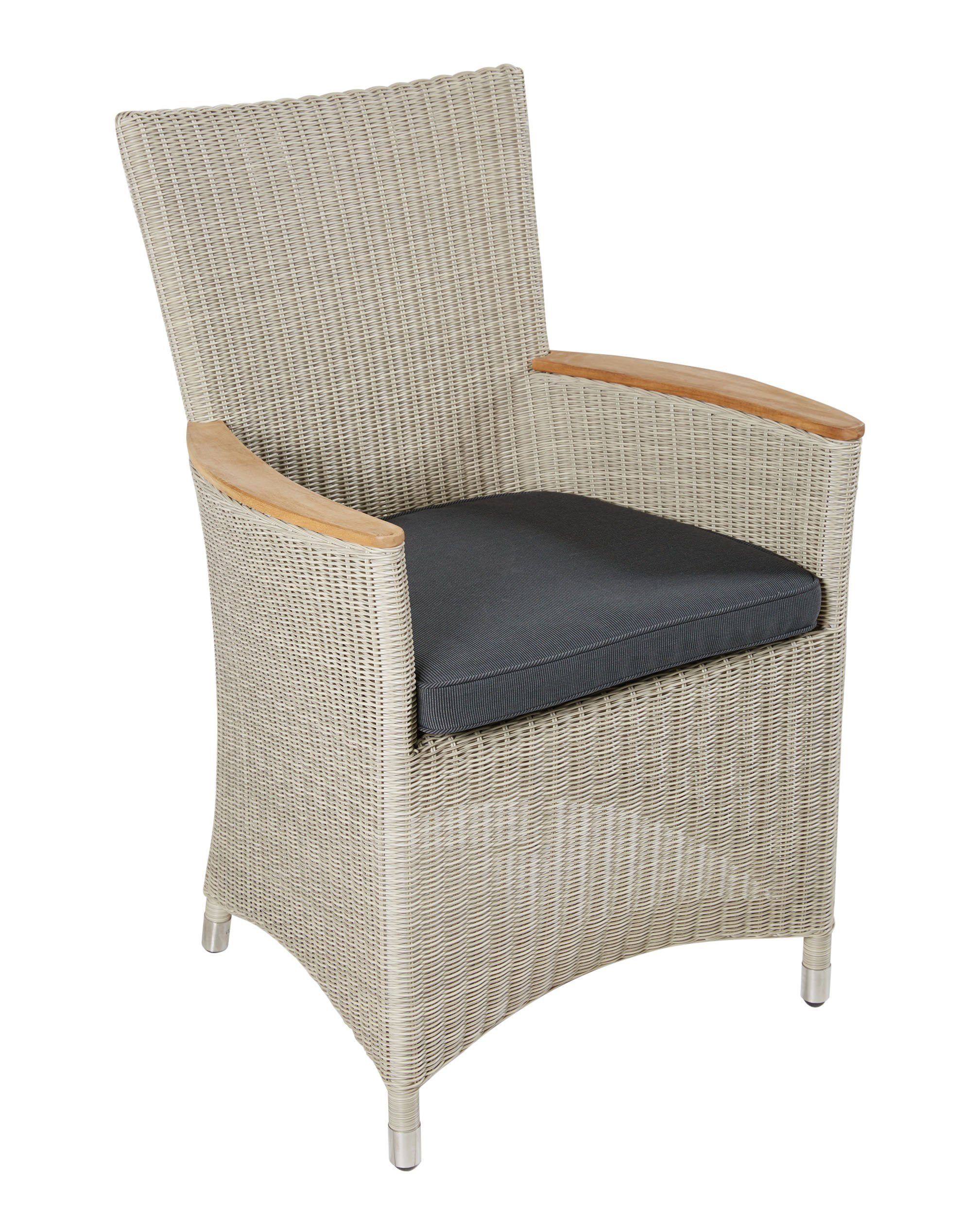 LC Garden Gartenstuhl Chelsea Armlehnstuhl Gartenstuhl beige inkl. Sitzkissen