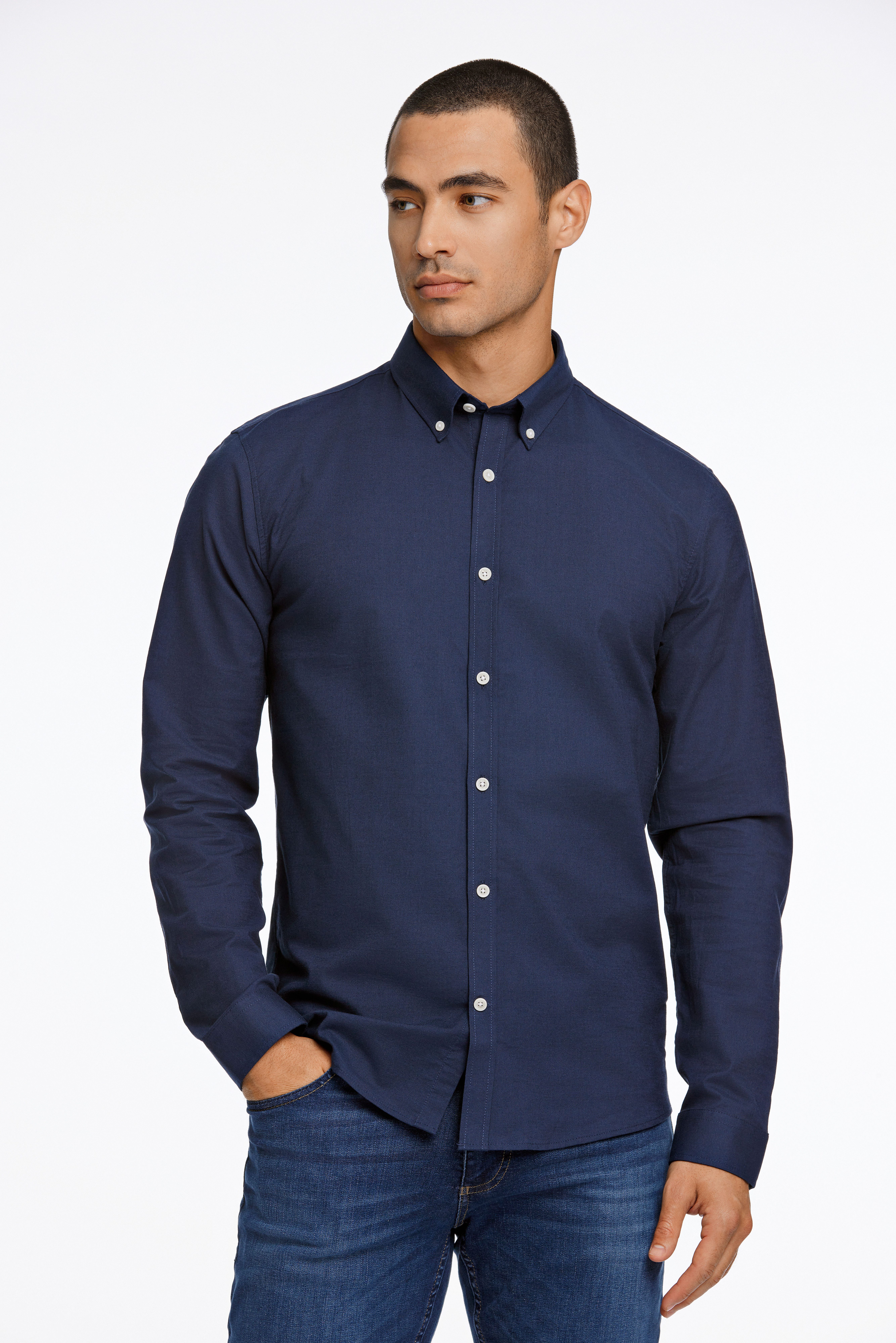LINDBERGH Langarmhemd mit Button-Down-Kragen