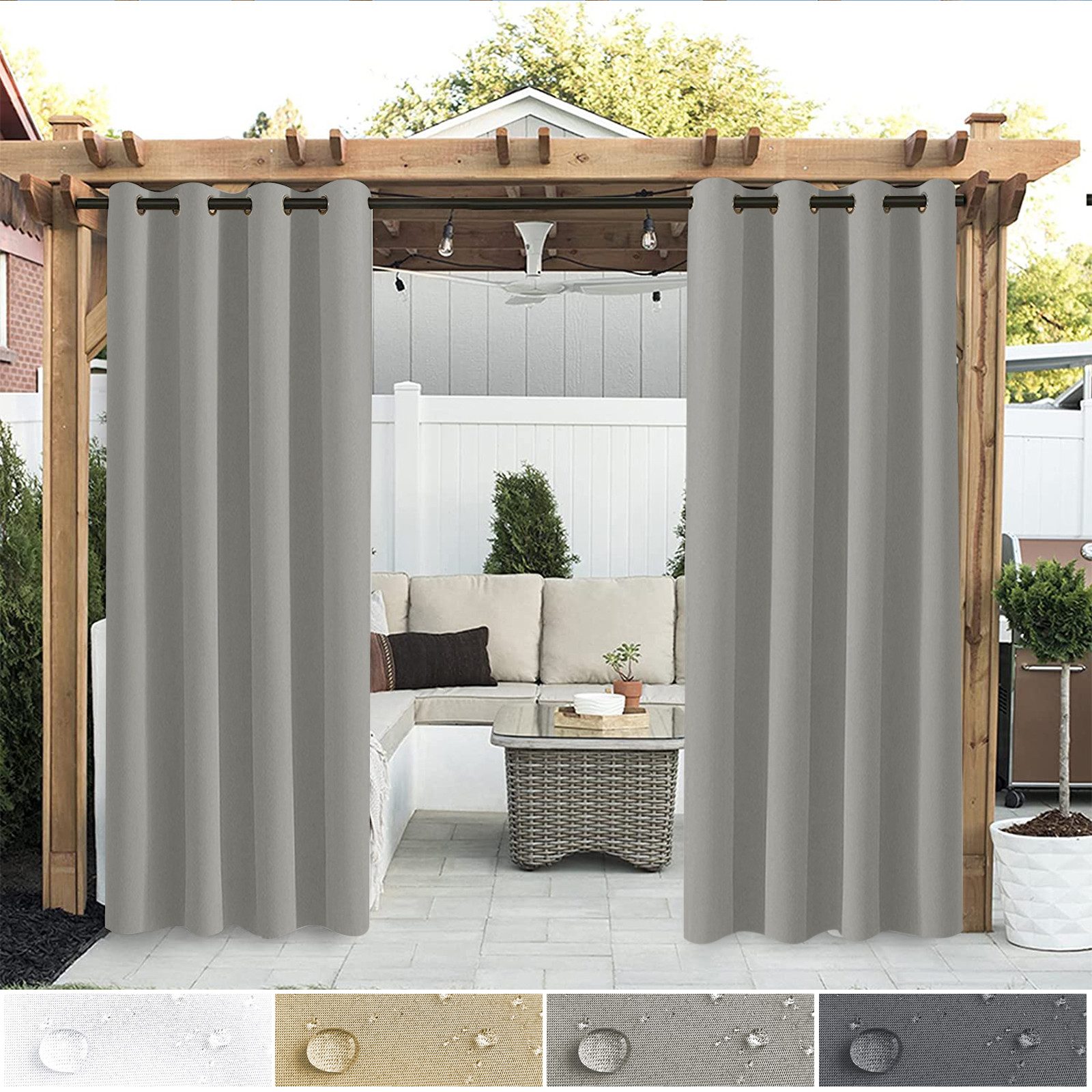 Jibenhome Verdunkelungsvorhang Outdoor Vorhang mit Ösen, günstig online kaufen