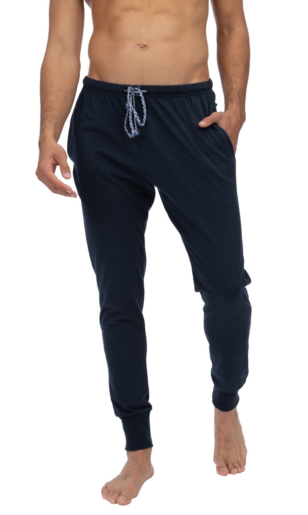 Pyjamahose 1919 HAASIS mit Bodywear Herren (1-tlg) Optimale Pyjamahose formbeständig, Passform, strapazierfähig pflegeleicht, Bündchen 77113876-navy