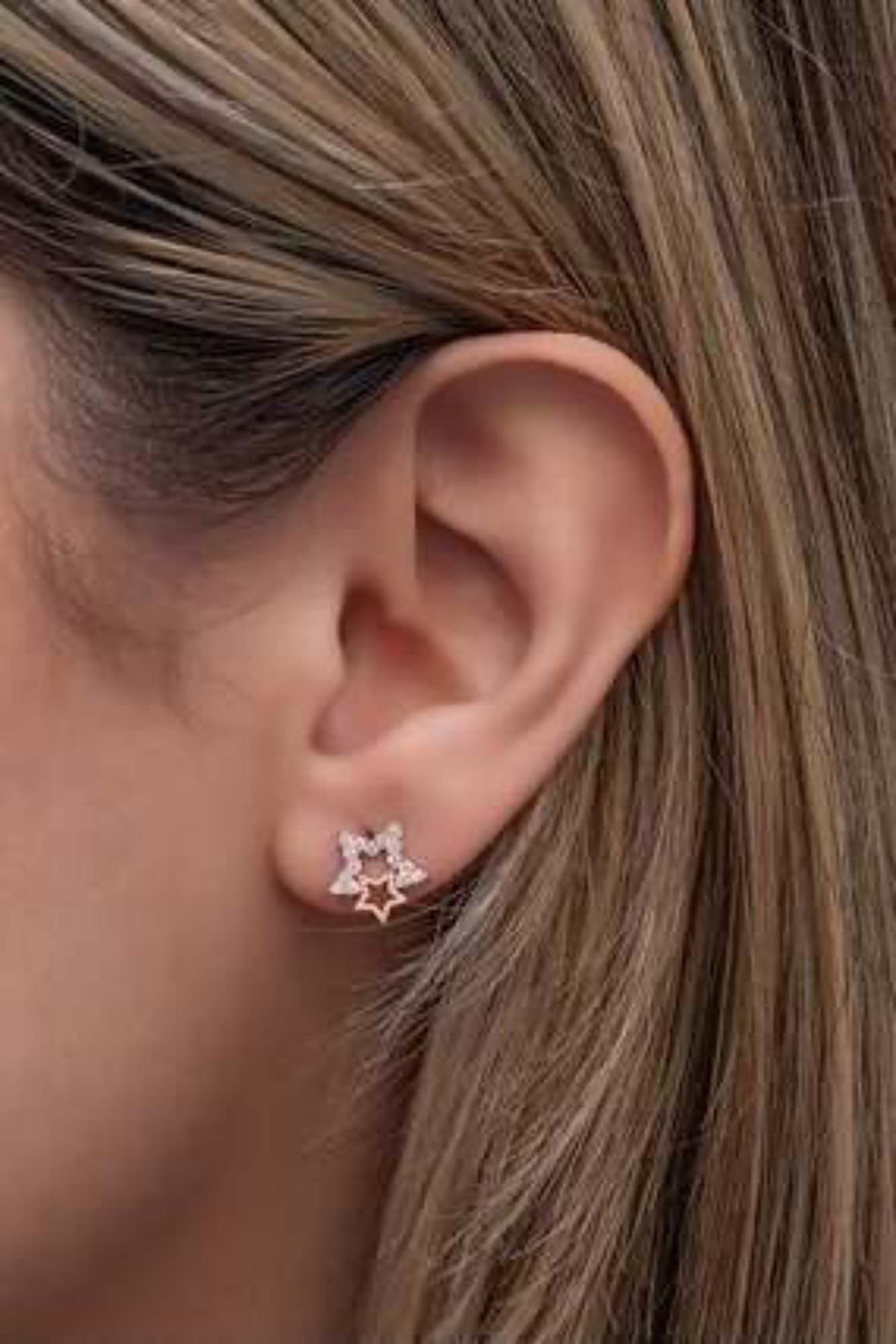 Nisan Ohrring-Set, 925 Silber Ohrringe – Rosegold vergoldete Doppelstern Oh günstig online kaufen