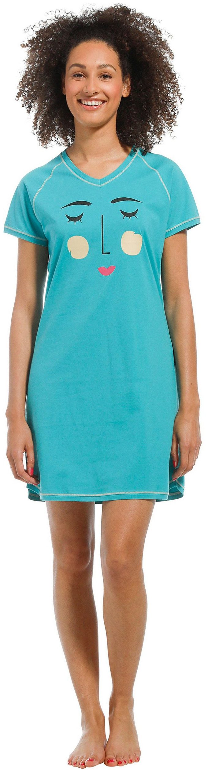 Rebelle Nachthemd Damen Schlafshirt mit kurzem Arm (1-tlg) Baumwolle