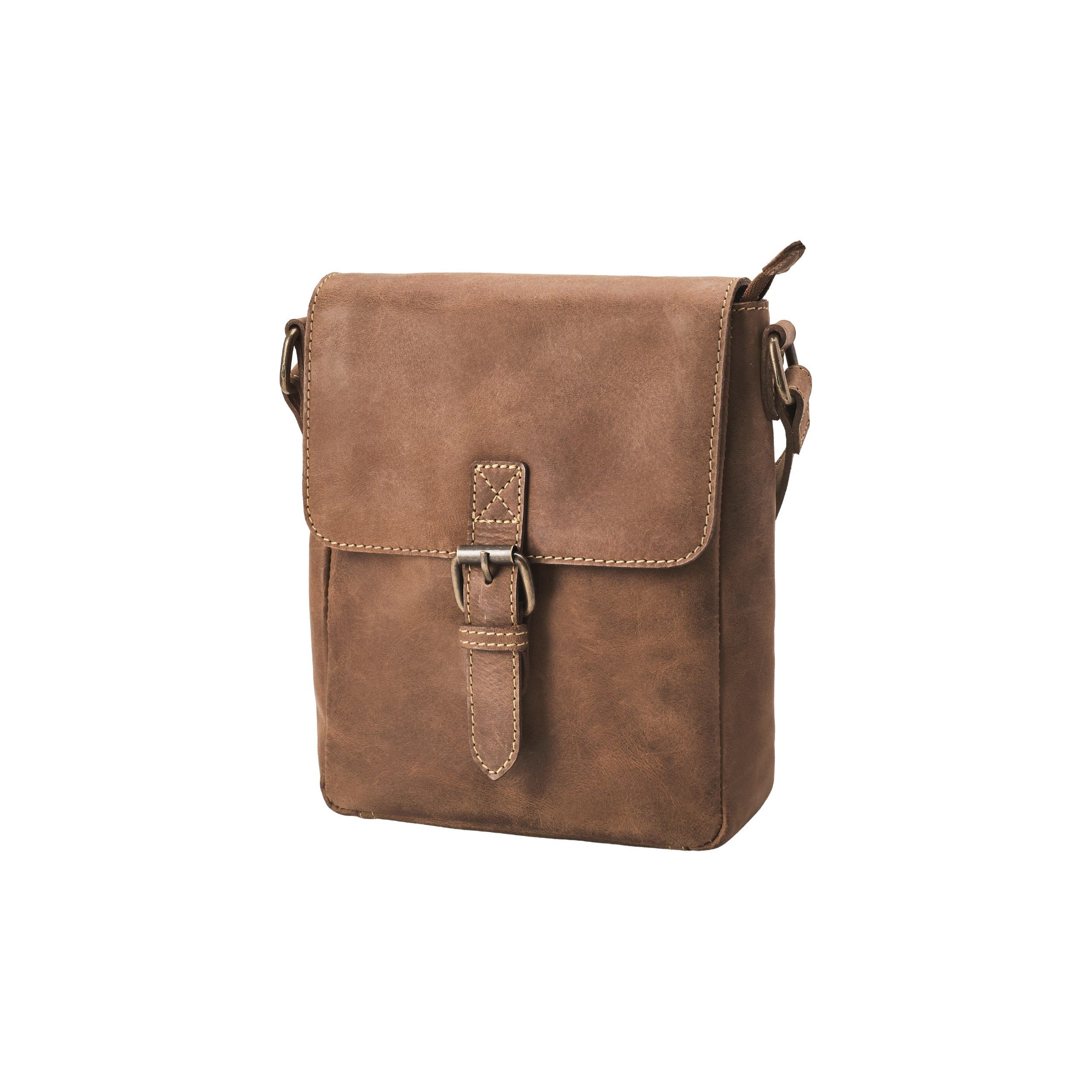 DRAKENSBERG Umhängetasche Cross-Body-Tasche »Carl« Havanna-Braun, robuste mittelgroße Umhängetasche aus Leder für Männer, Vintage