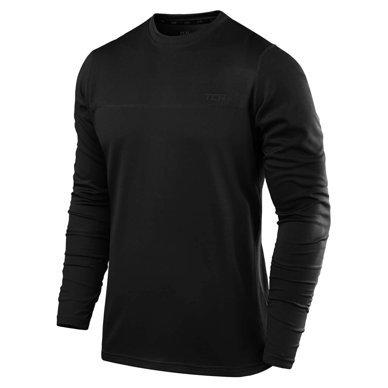 TCA Trainingsshirt TCA Herren Langarm Laufshirt Rundhalsausschnitt - Schwarz, XL (1-tlg)