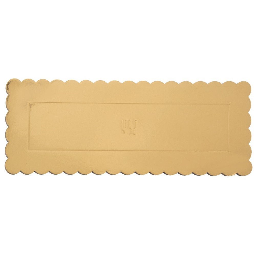 Orion Group Tortenplatte 32x12 cm rechteckig goldfarben mit gewelltem Rand, Karton, gewellter Rand, doppelseitig