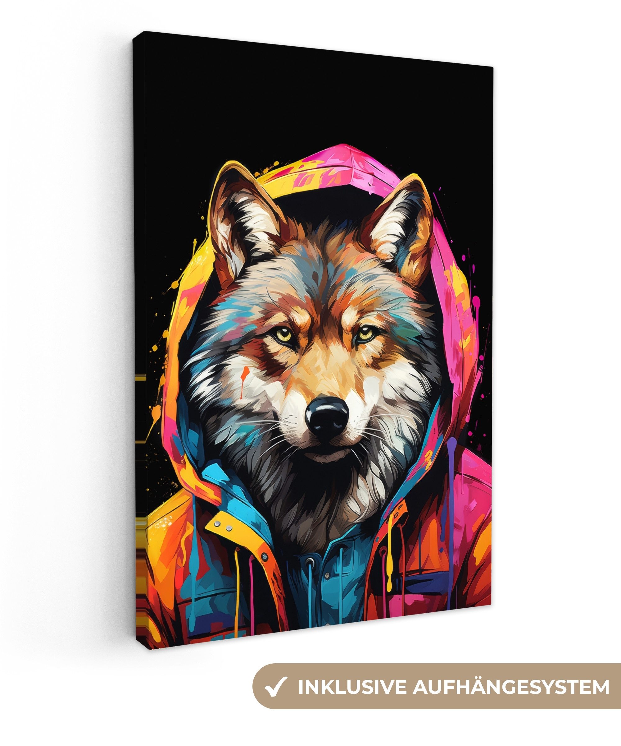 OneMillionCanvasses® Leinwandbild Graffiti - Wolf - günstig online kaufen