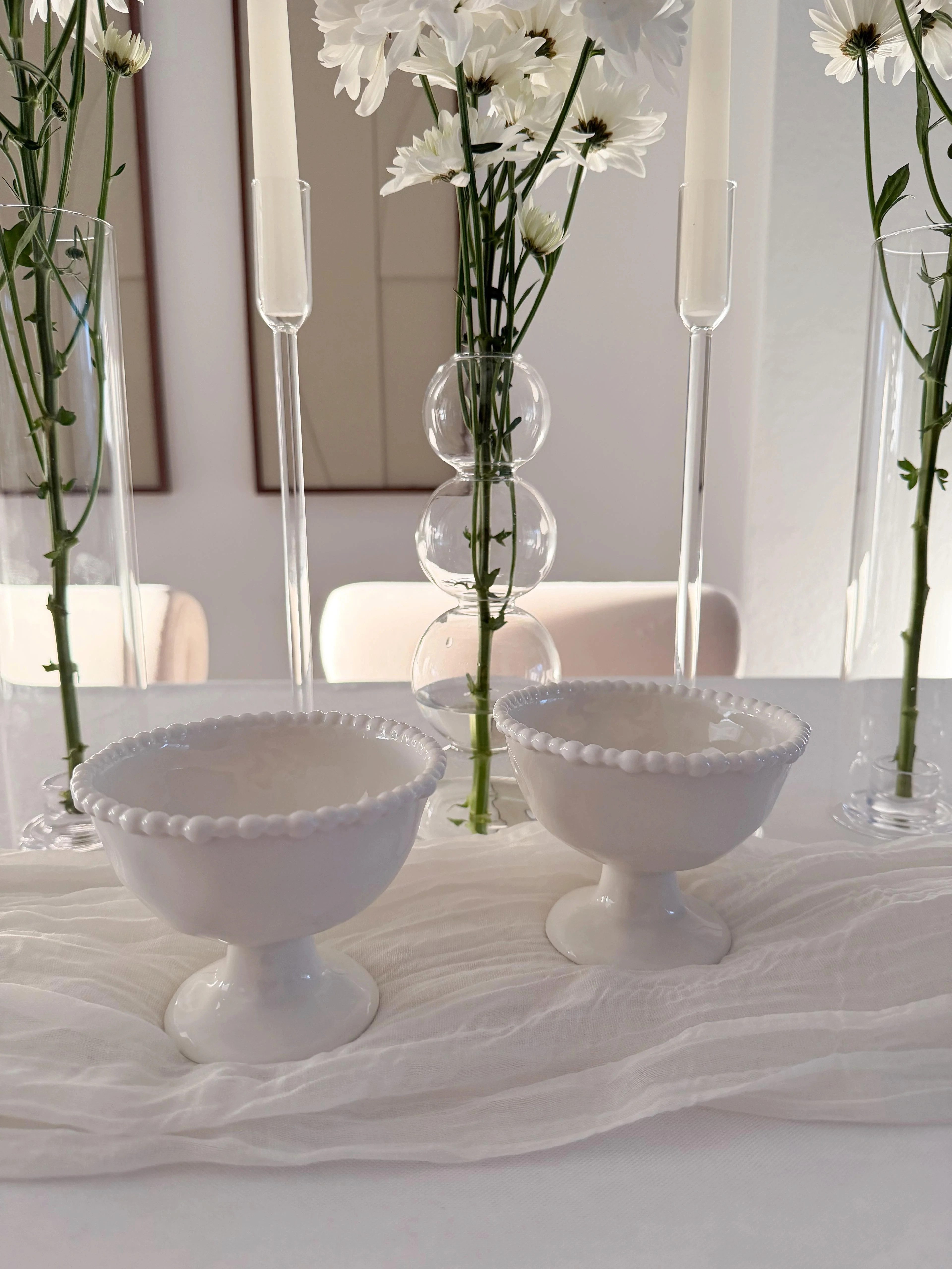 EmirtexHome Eisschale Pearly Weiss Eisbecher 2er Set, Porzellan, (2-tlg)