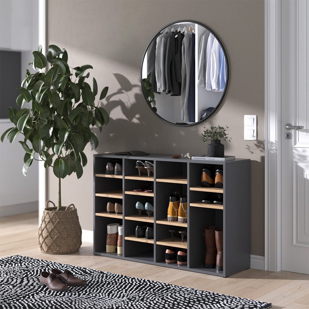 Vicco Schuhregal Lysander, Goldkraft Eiche/Anthrazit, 104 x 65.5 cm