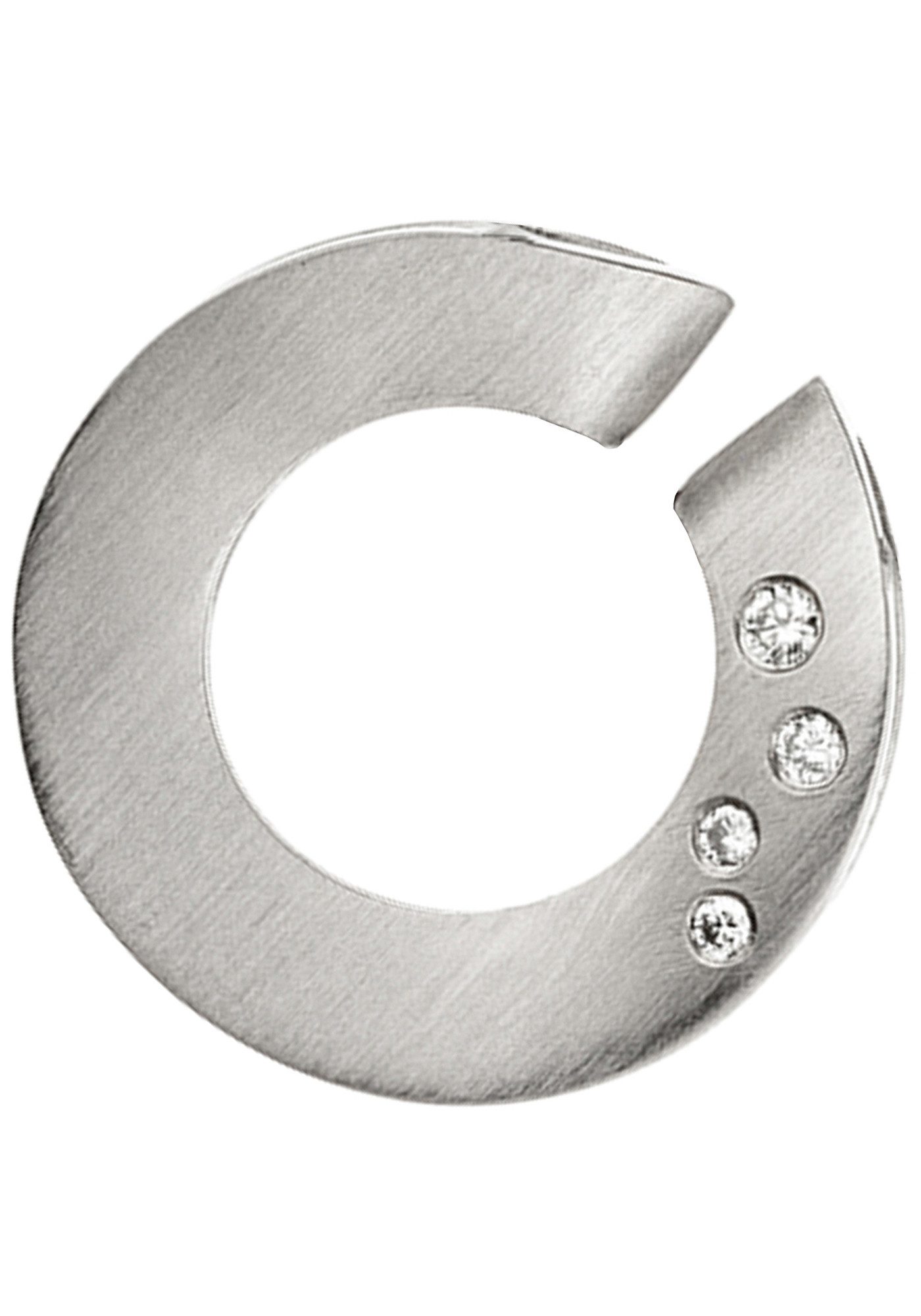 JOBO Runder Anhänger Platinanhänger 19 mm, 950 Platin matt mit 4 Diamanten