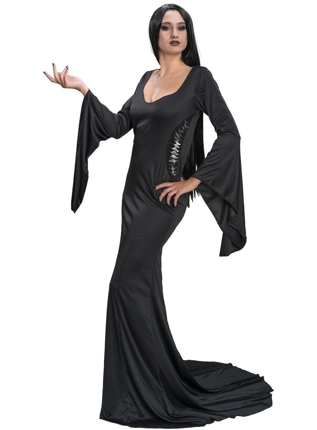 CHAKS Vampir-Kostüm Wednesday Morticia Kleid, Das ikonische, bodenbedeckende Kleid von Wednesday Mutter Morticia Add