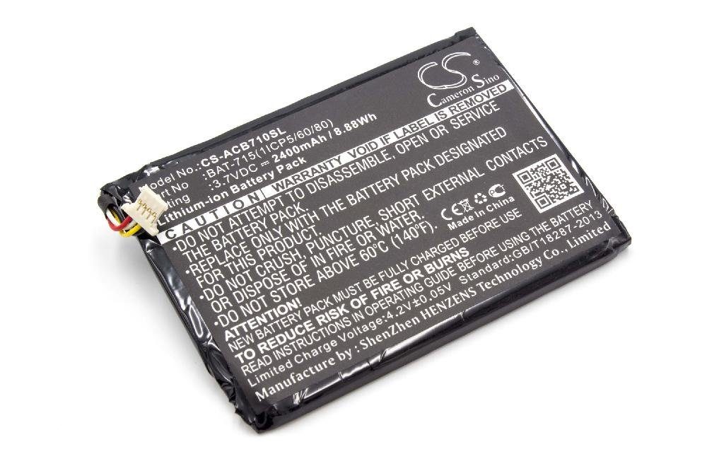 vhbw Ersatz für Acer KT.00103.001, BAT-715(1ICP5/60/80) für Tablet-Akku Li-Polymer 2400 mAh (3,7 V) | Akkus und PowerBanks