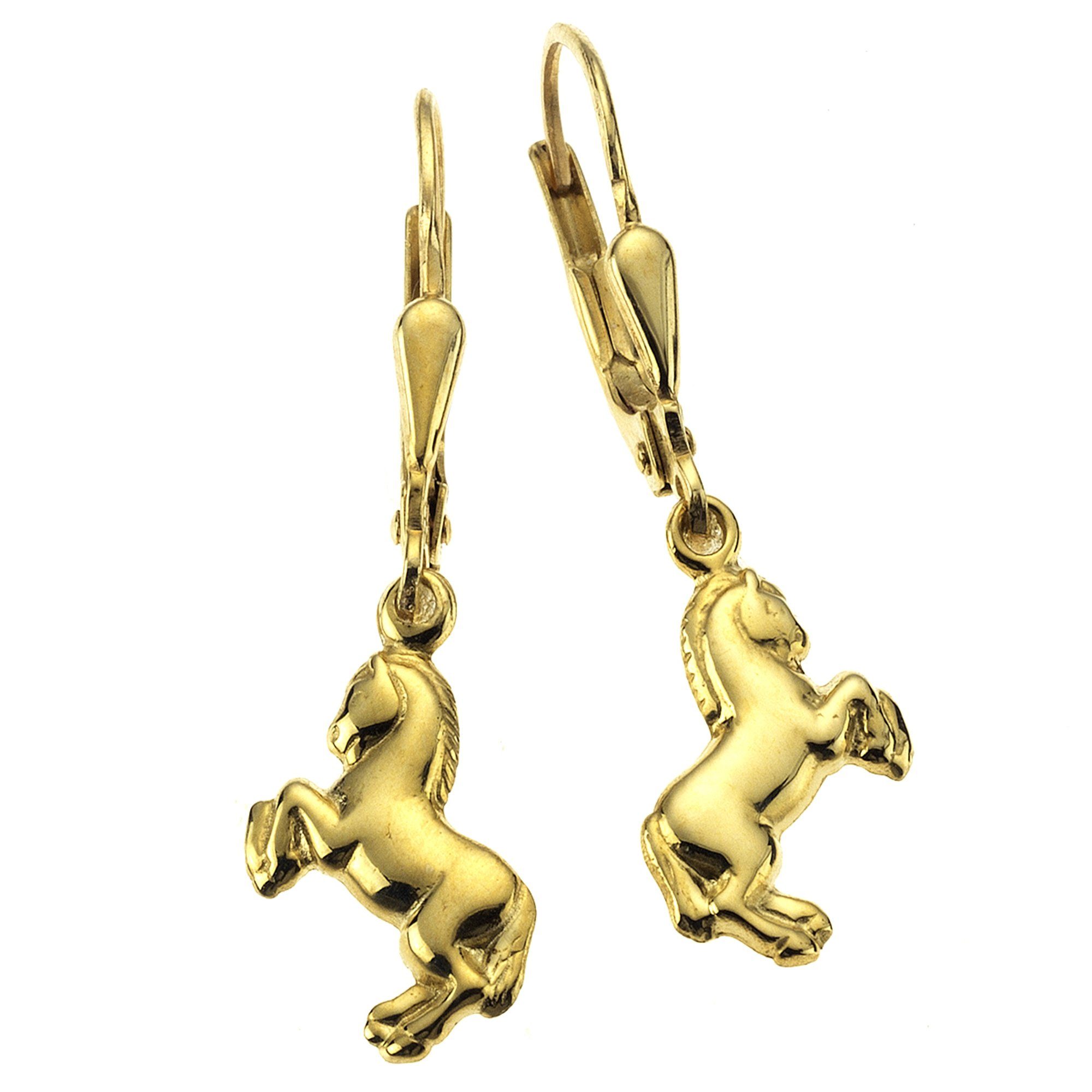 Zeeme Paar Ohrhänger 333 Gold Motiv Pferde