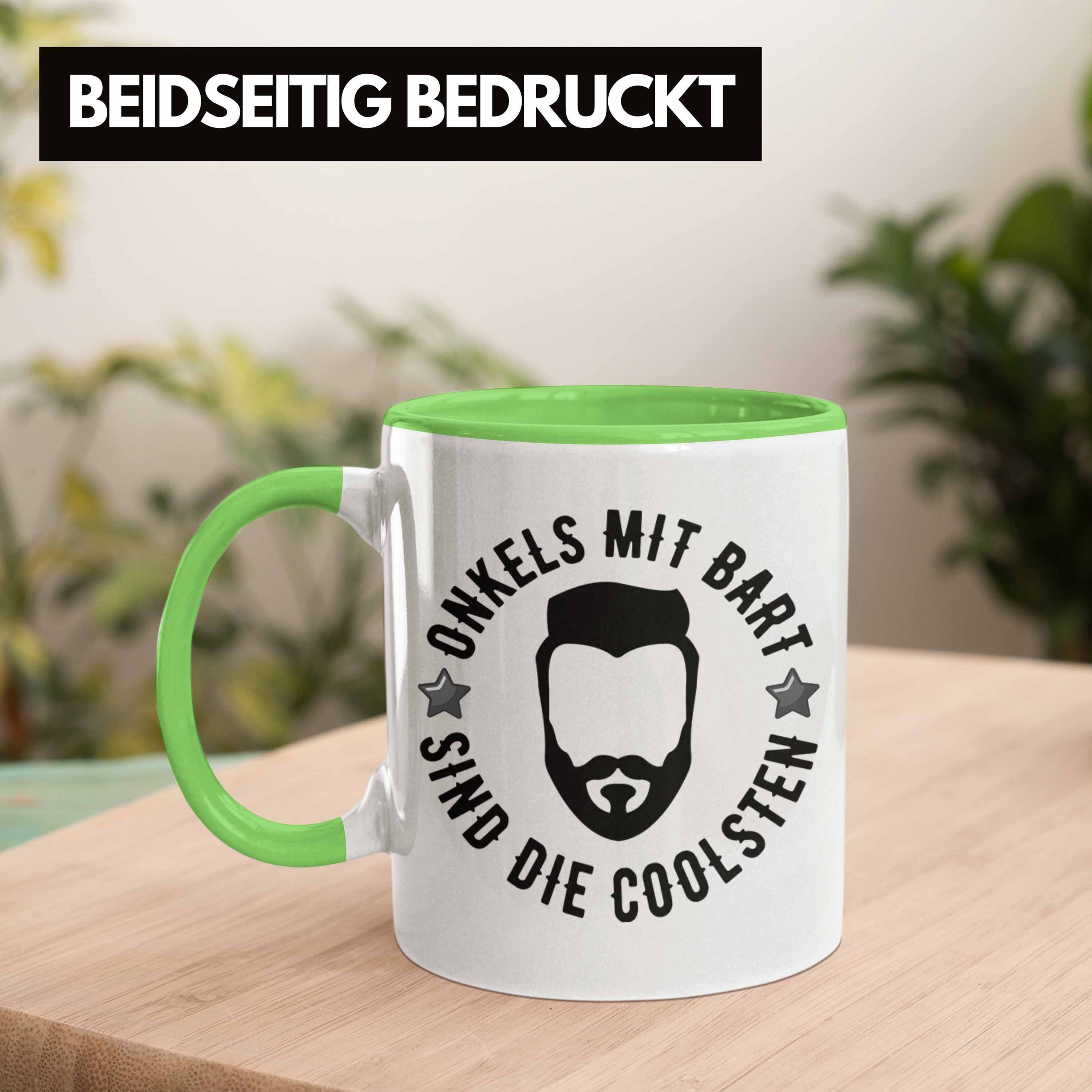 Trendation Tasse Trendation - mit Grün Bart Onkel Kaffeetasse Geschenkidee Geschenk Tasse