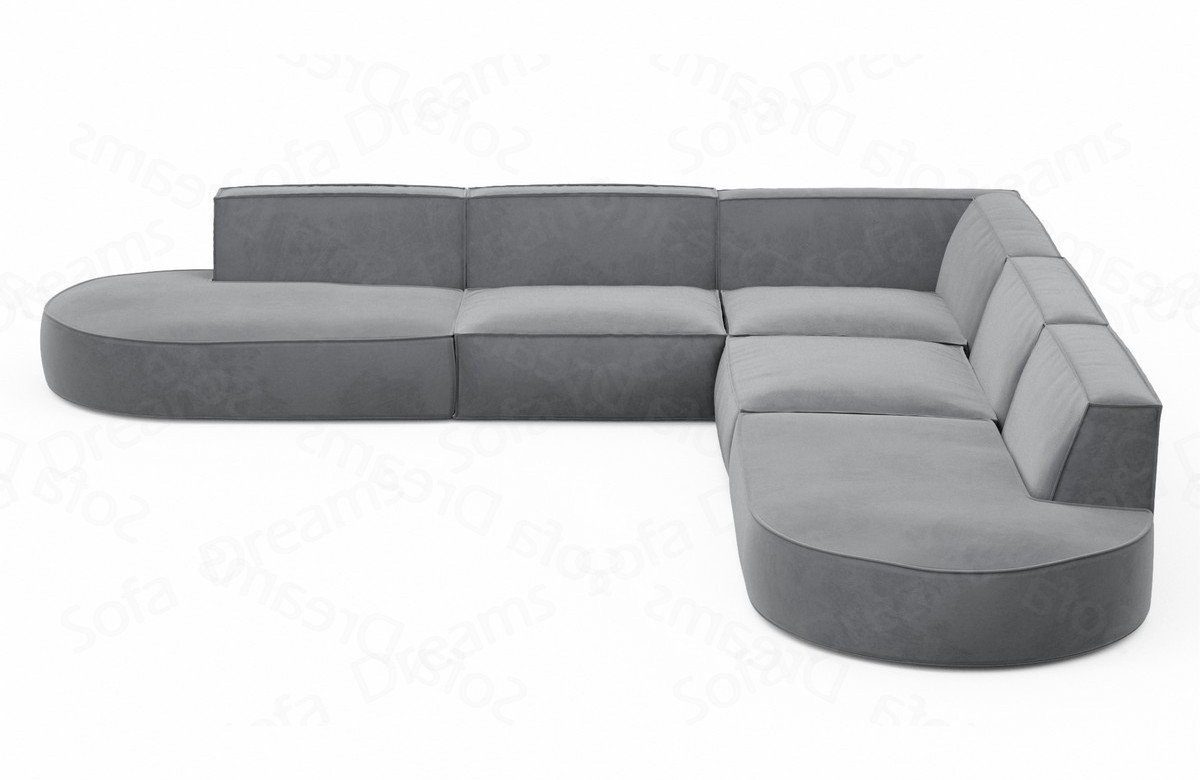 Stoffsofa Hellgrau-Mo84 Samtstoff Sofa Stoff Couch Ecksofa L Alegranza Eck Ecksofa Form Dreams Polster