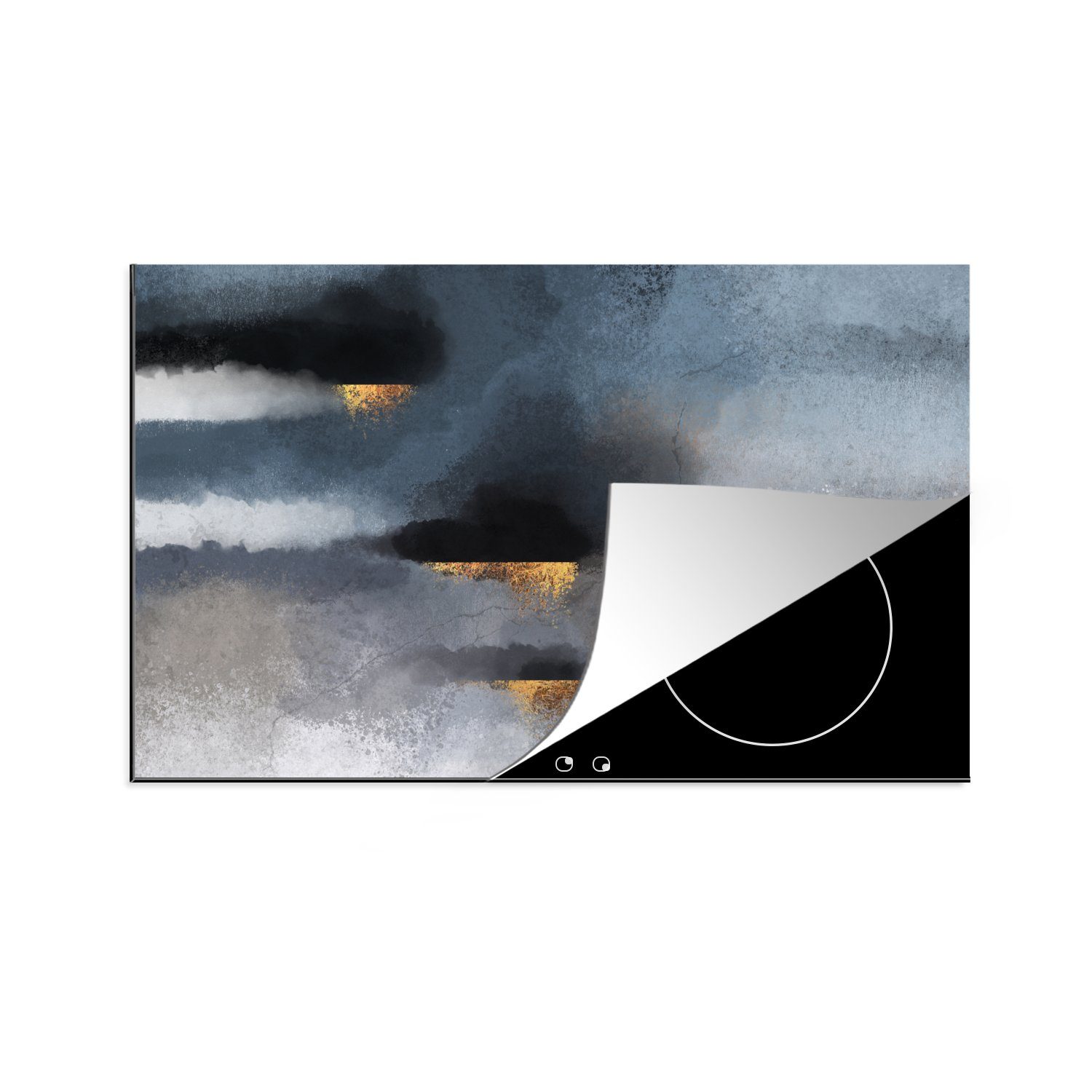 für Gold küche, die cm, tlg), - Ceranfeldabdeckung (1 MuchoWow Wolken Abstrakt, Schutz Induktionskochfeld 81x52 - Vinyl, Herdblende-/Abdeckplatte