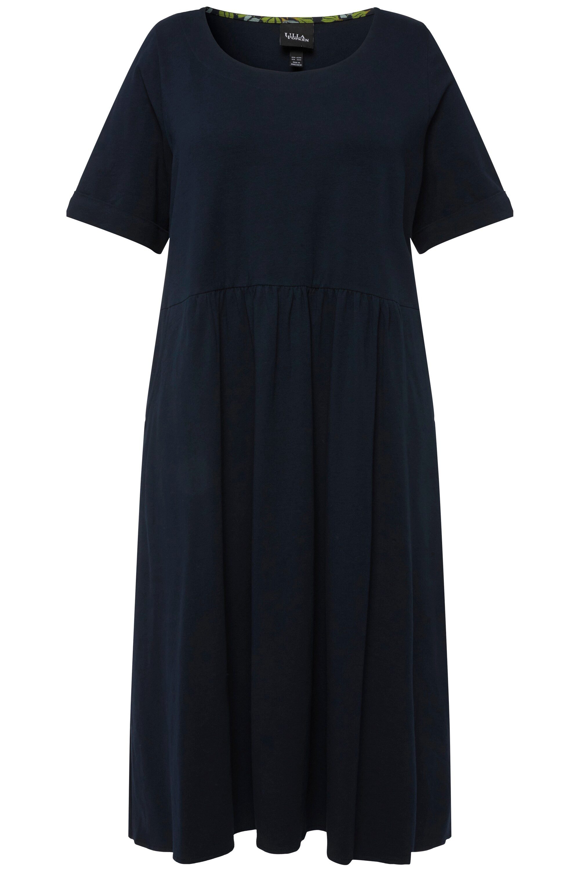 Ulla Popken Midikleid Jersey-Midikleid A-Linie Rundhals günstig online kaufen