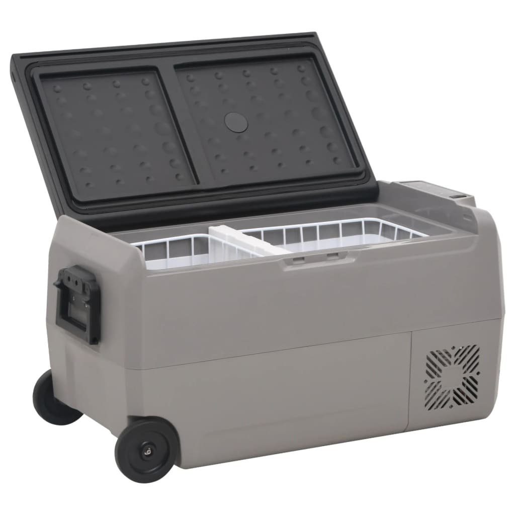 Kühlbox mit Grau Kühlbox Van Camping Kompressor 60 Rollen L vidaXL Griff und Schwarz
