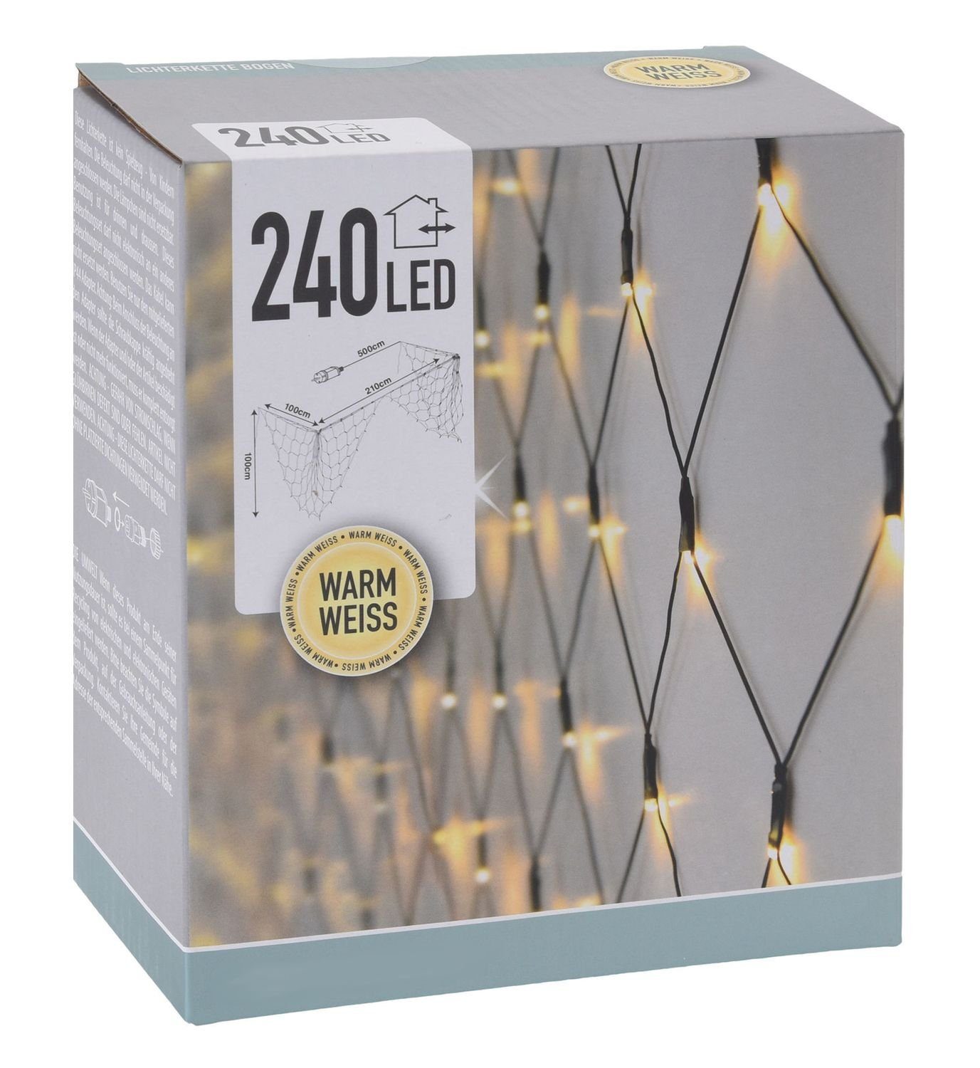 Koopman Lichterkette Balkonbeleuchtung 410x100cm 240 LEDs grün Lichternetz Lichterkette