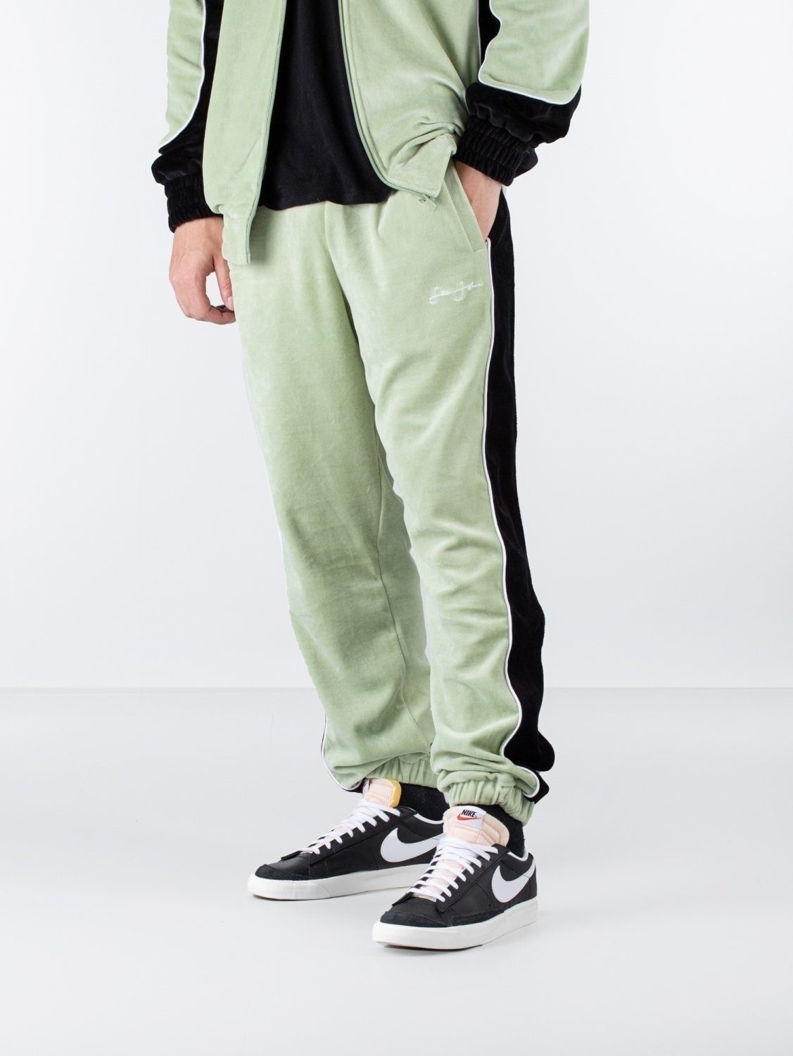 Sean John Jogginghose Sean John Script Logo Colorblock Velvet Trackpant
