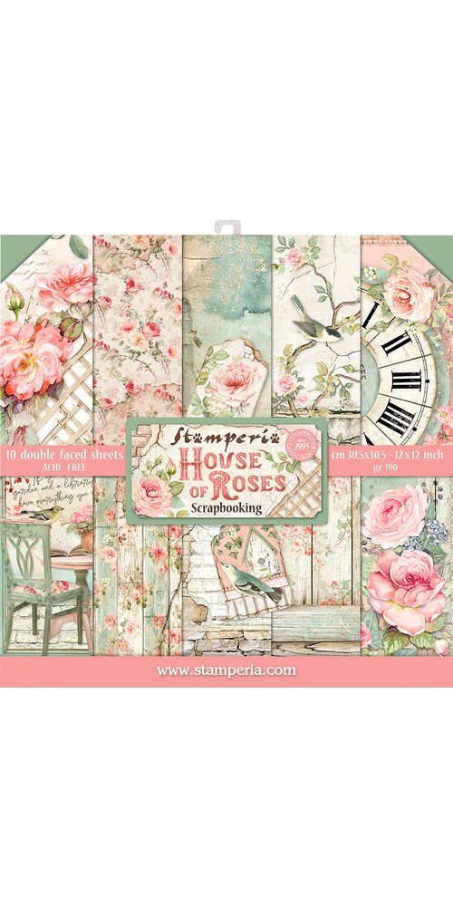 Stamperia Motivpapier House of Roses, 10 Bogen 30,5 cm x30,5 cm | Papier