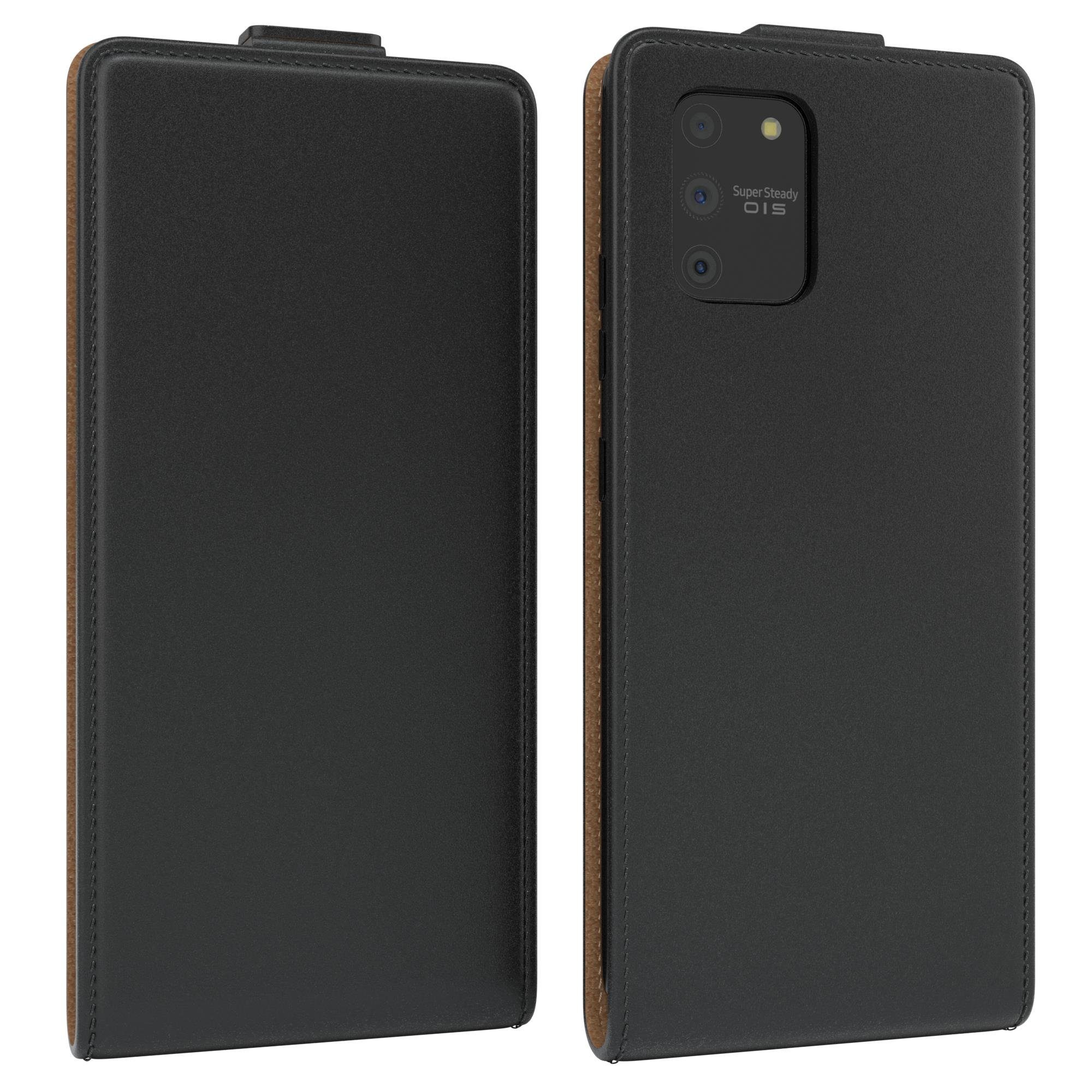 EAZY CASE Handyhülle Flipcase für Samsung Galaxy S10 Lite 6,7 Zoll, Tasche Klapphülle Handytasche zum Aufklappen Etui Kunstleder Schwarz