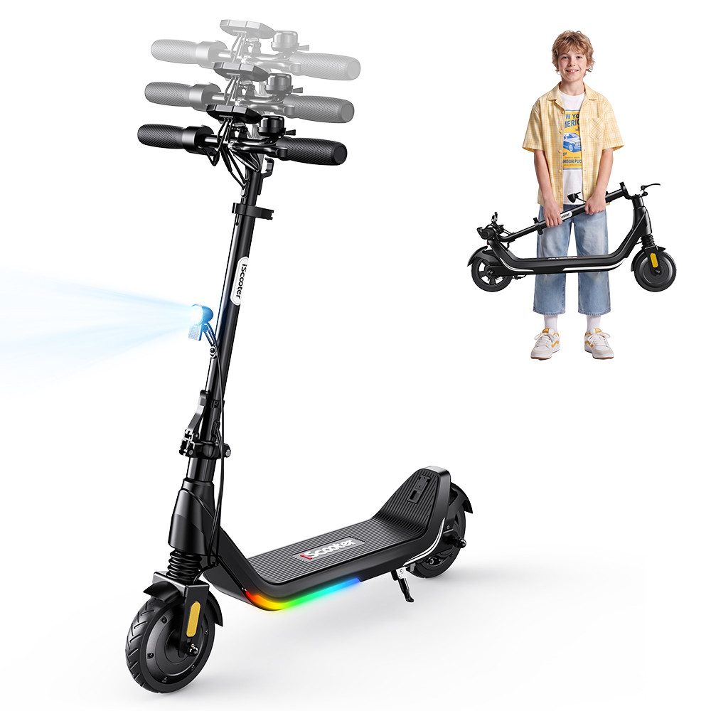 iSinwheel Cityroller Elektroroller für Kinder von 8 bis 14 Jahren, zusammenklappbar, 3-fach höhenverstellbar,10/16/20 km/h, LED-Display