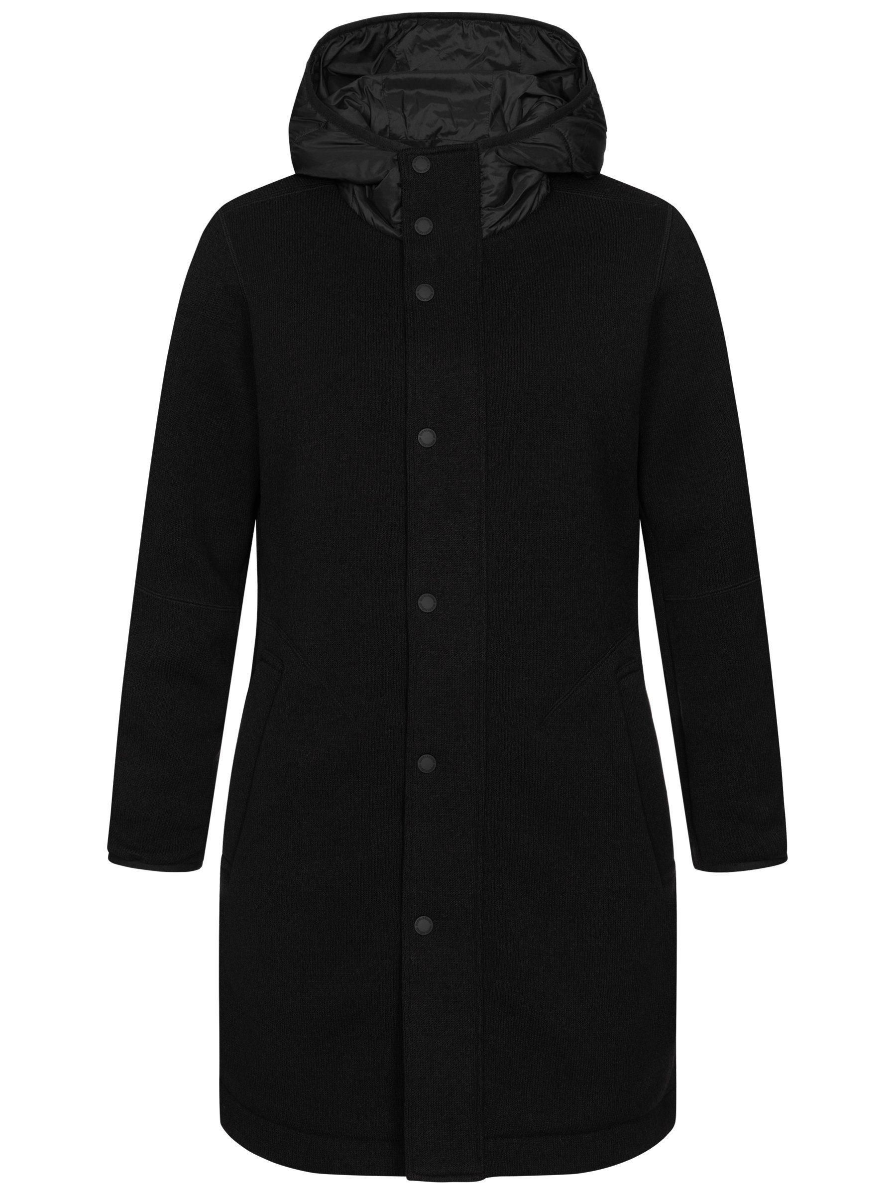 SUPER.NATURAL Outdoorjacke Funktionsjacke W COMBUSTION COAT Reißverschluss unter Knopfleiste versteckt, feinster Merino-Materialmix
